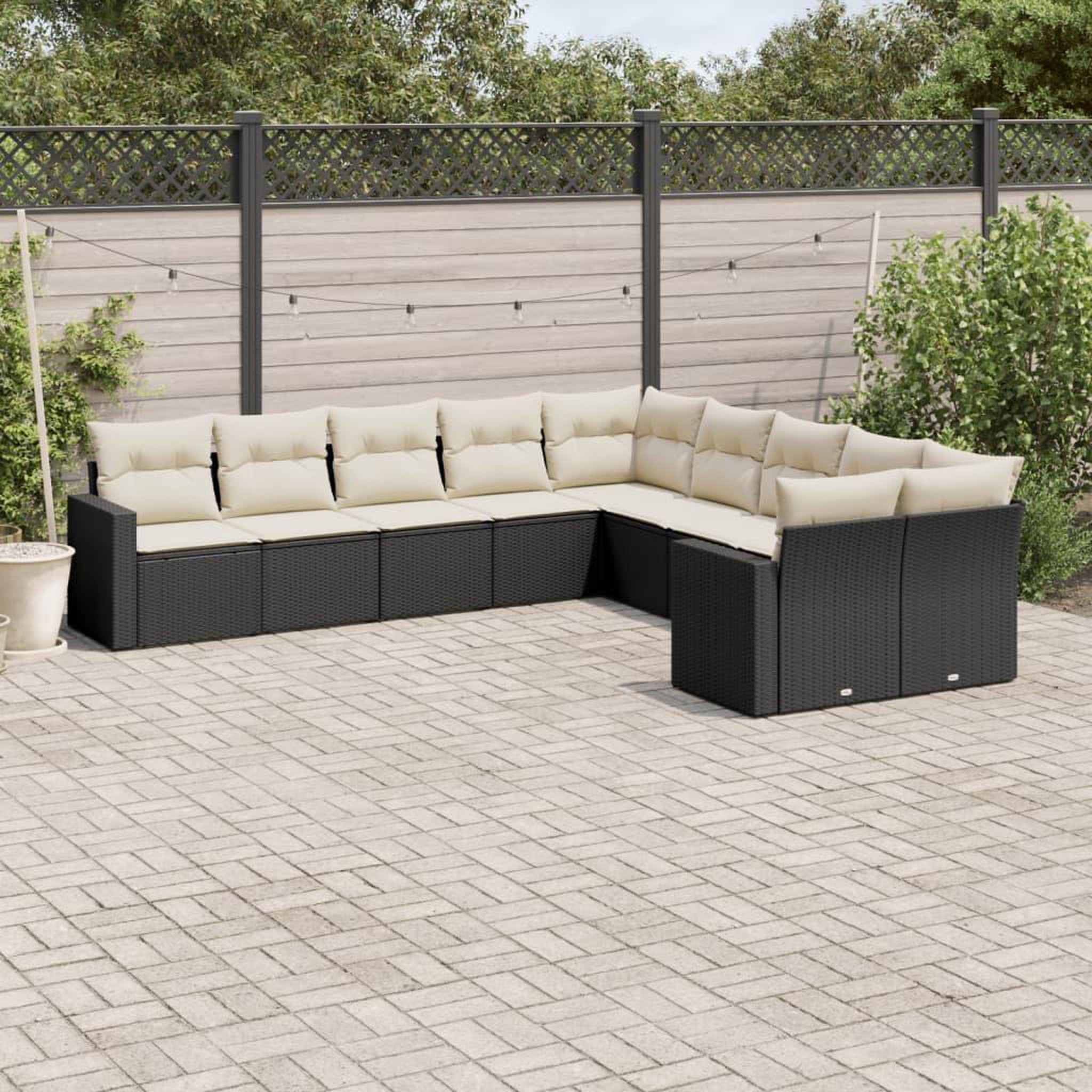 VIDAXL Salon de jardin 10 pcs avec coussins noir resine tressee