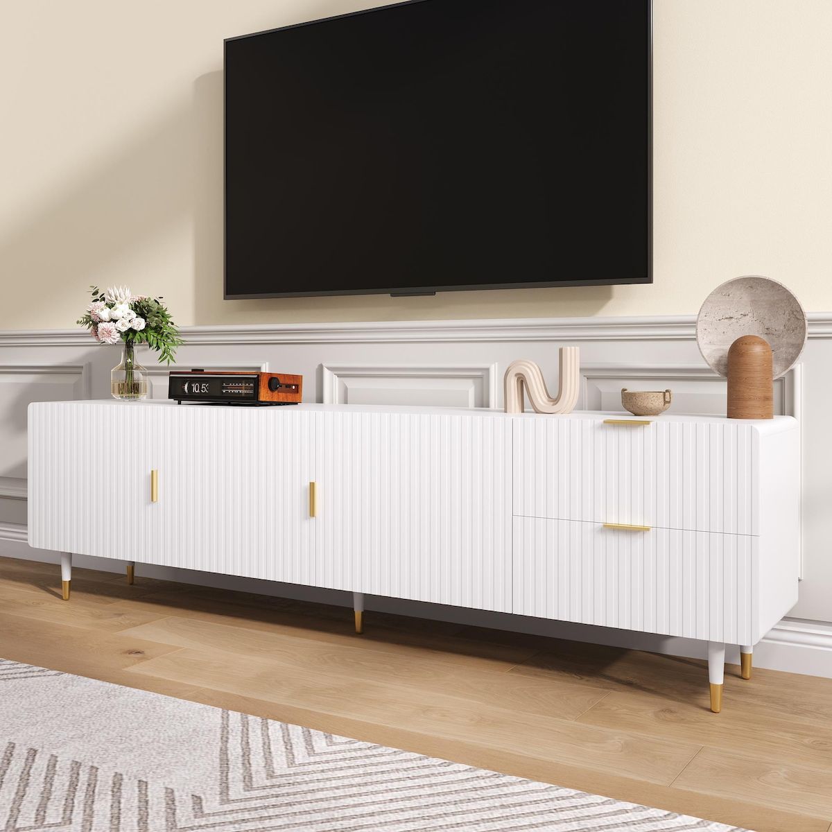 MERAX Meuble tv blanc 170 cm mdf