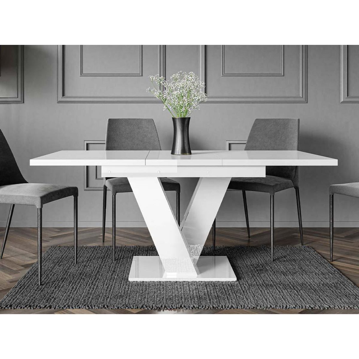 BEST MOBILIER Xandriel - table à manger extensible - blanc - 4 à 6 personnes