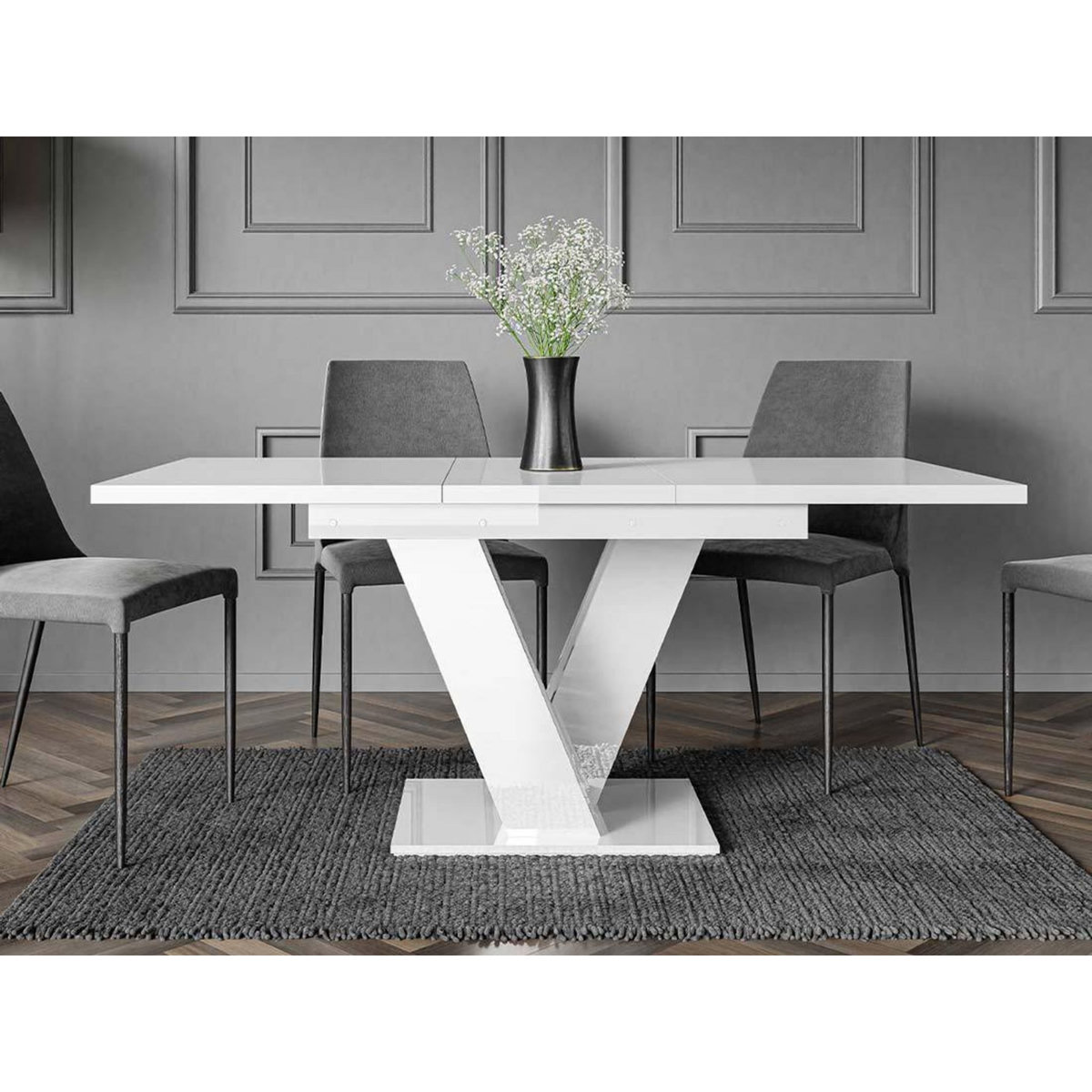 BEST MOBILIER Xandriel - table à manger extensible - blanc - 4 à 6 personnes