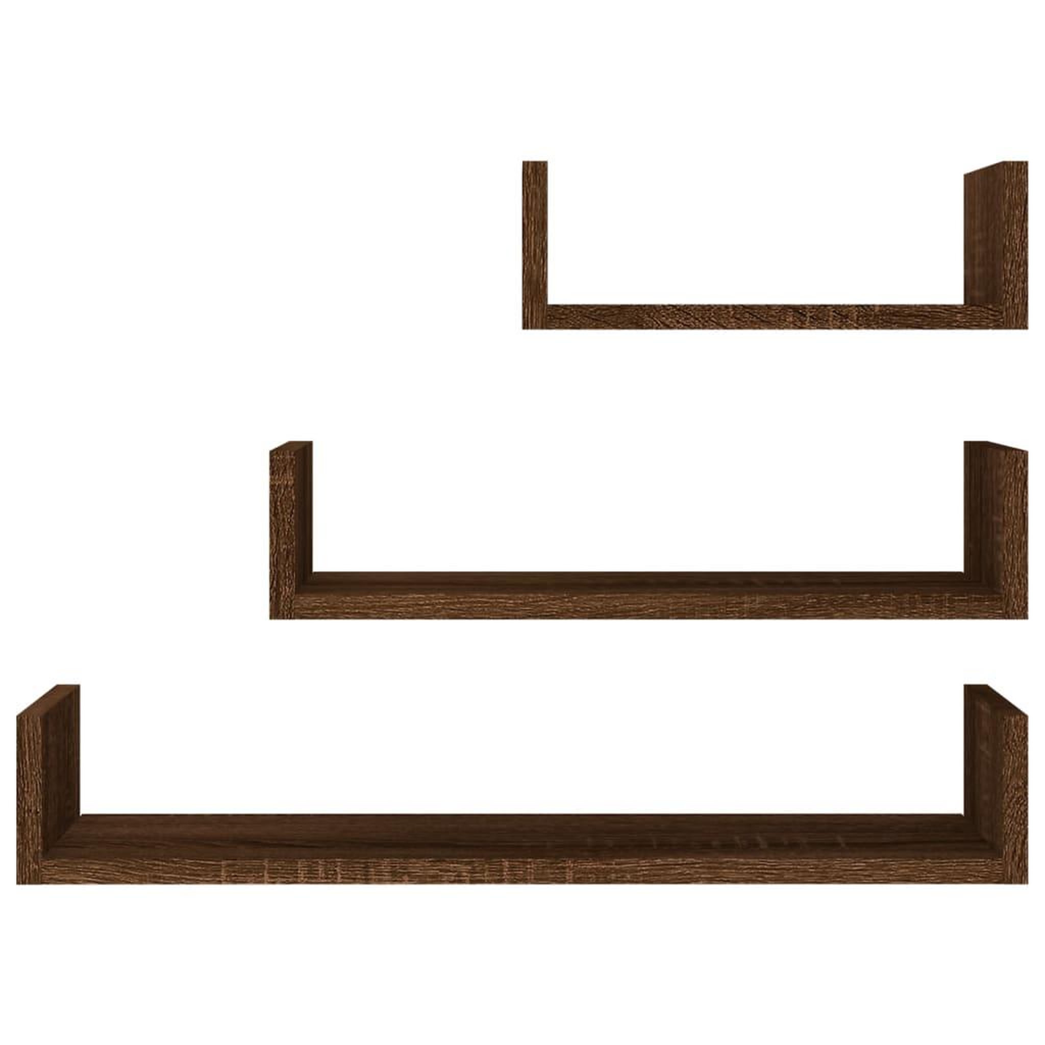 Voir la diapositive 3 : VIDAXL Etageres murales d'affichage 3 pcs Chene marron Bois ingenierie
