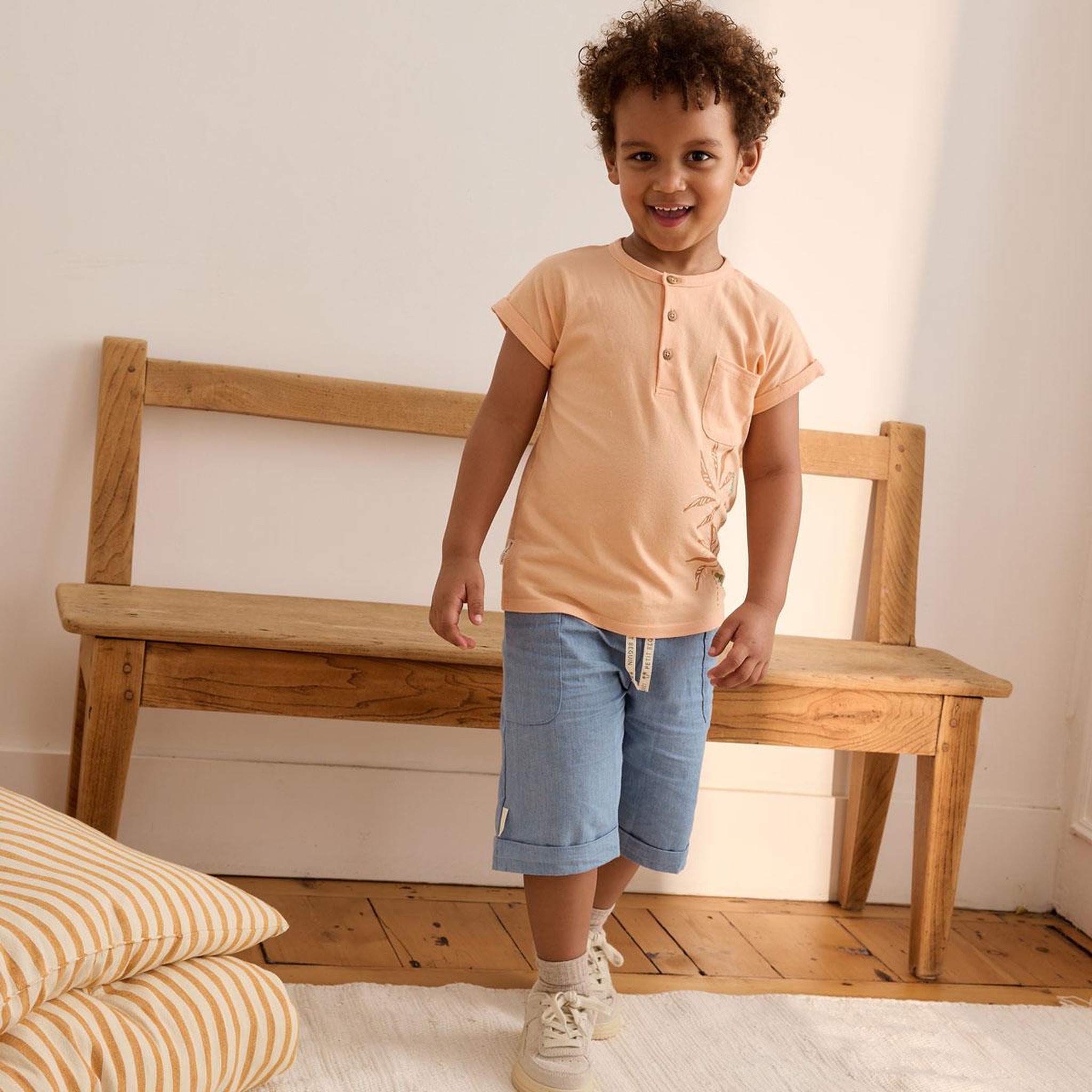 Voir la diapositive 4 : Petit Béguin Short enfant en toile de coton Kanha