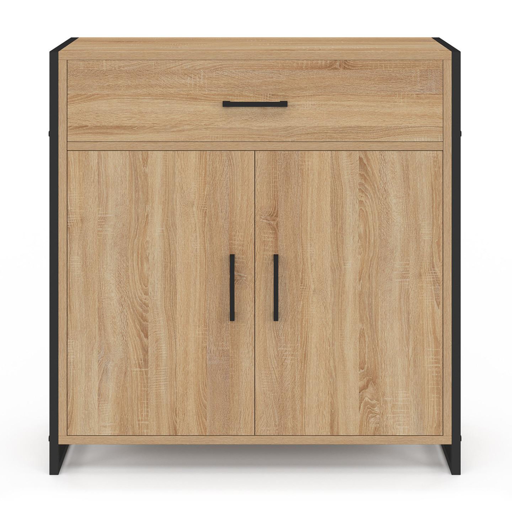 Voir la diapositive 3 : ID MARKET Armoire à chaussures 12 paires luis 2 portes avec tiroir design industriel