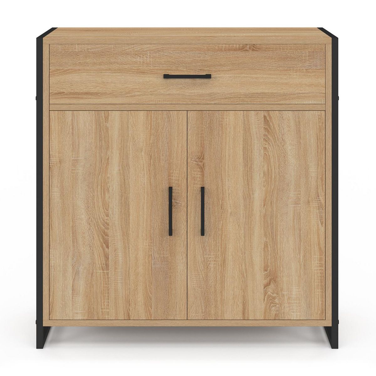 ID MARKET Armoire à chaussures 12 paires LUIS 2 portes avec tiroir design industriel