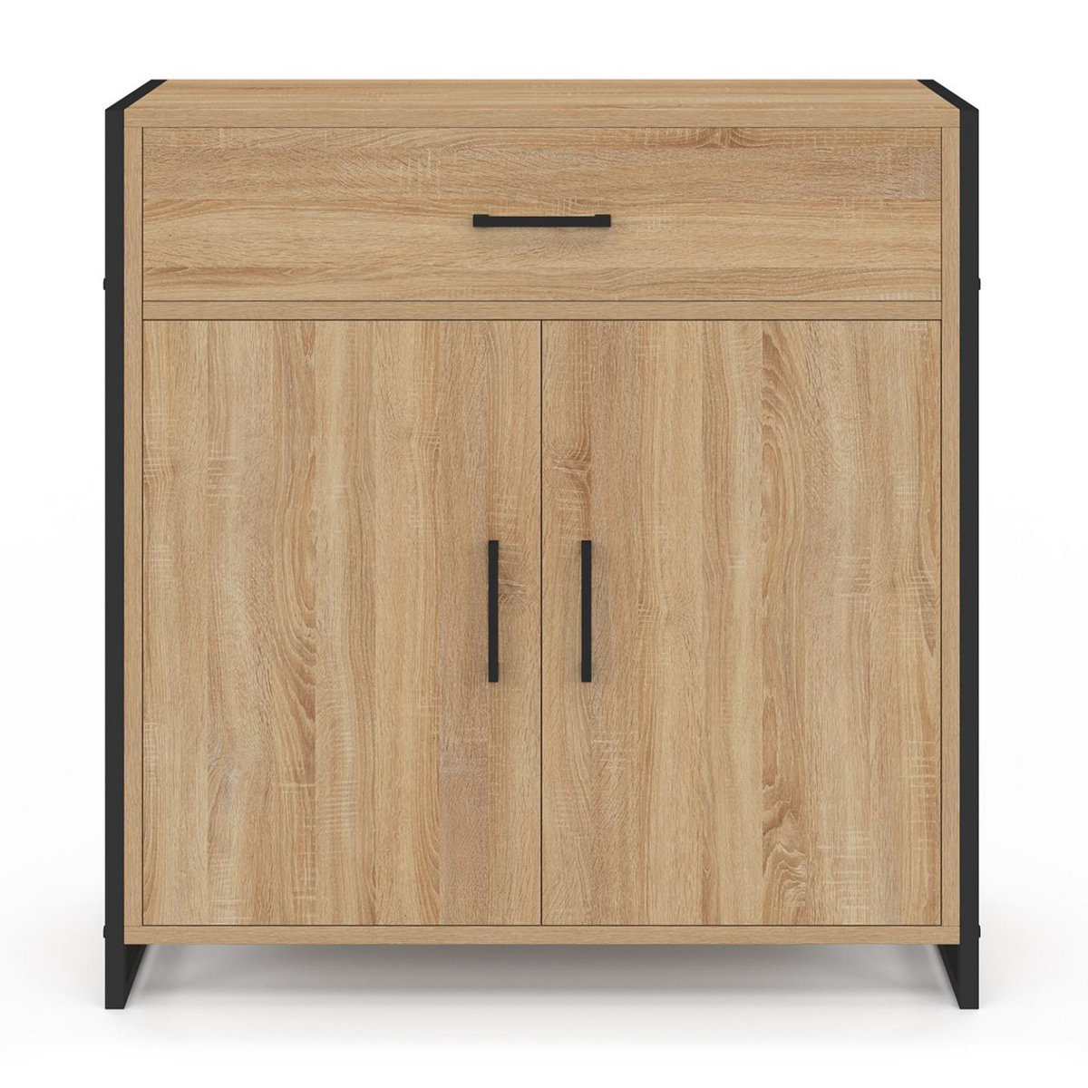 ID MARKET Armoire à chaussures 12 paires LUIS 2 portes avec tiroir design industriel