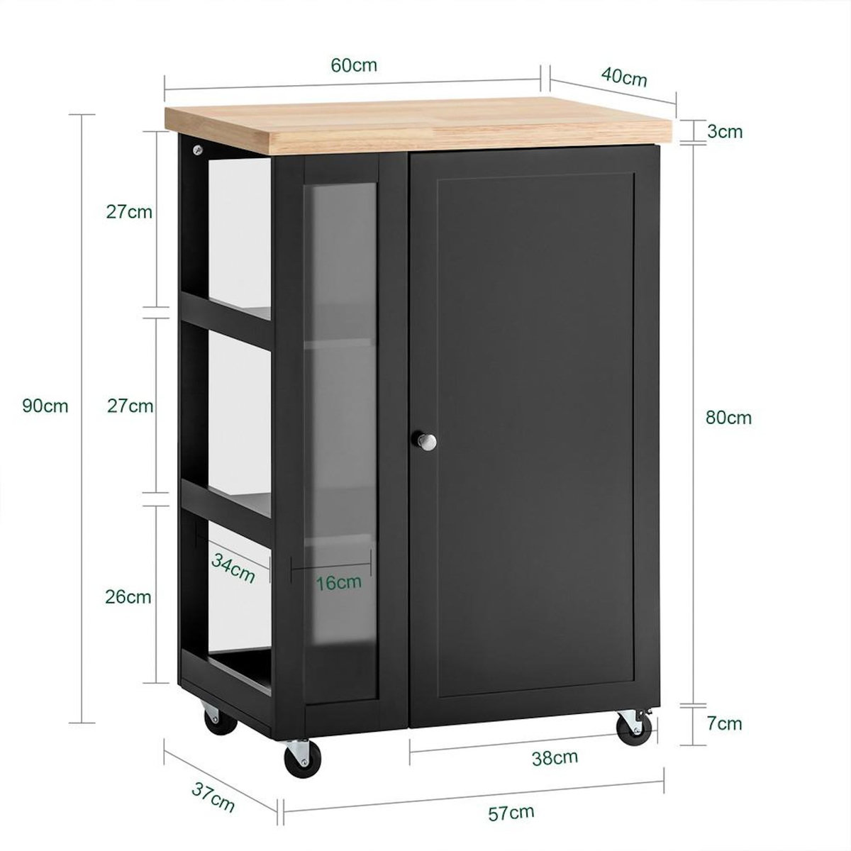 SOBUY SoBuy - Chariot De Cuisine à deux portes - Moderne - FKW75