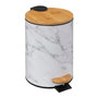 Voir la diapositive 1 : FIVE Poubelle à Pédale Imprimé Marbre  Léa  3L Blanc