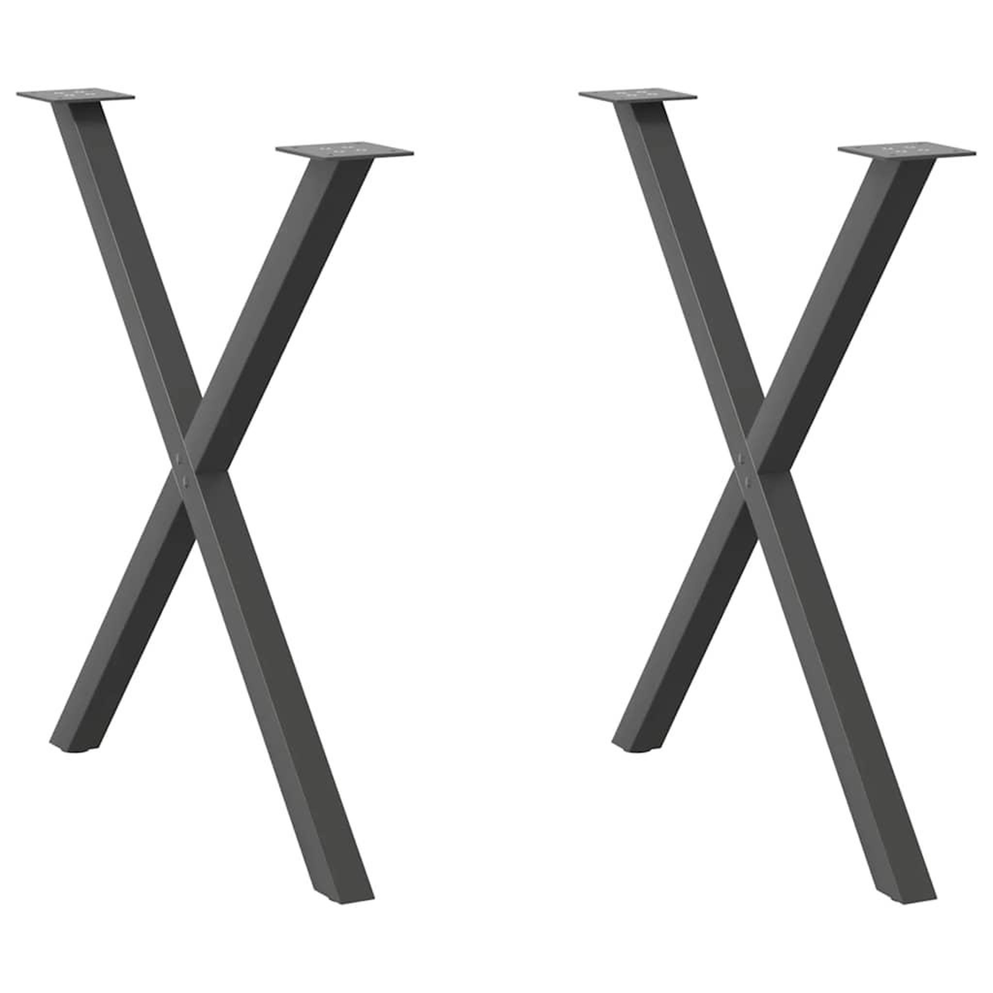VIDAXL Pieds de table a manger forme de X 2 pcs 70x(72-73) cm acier