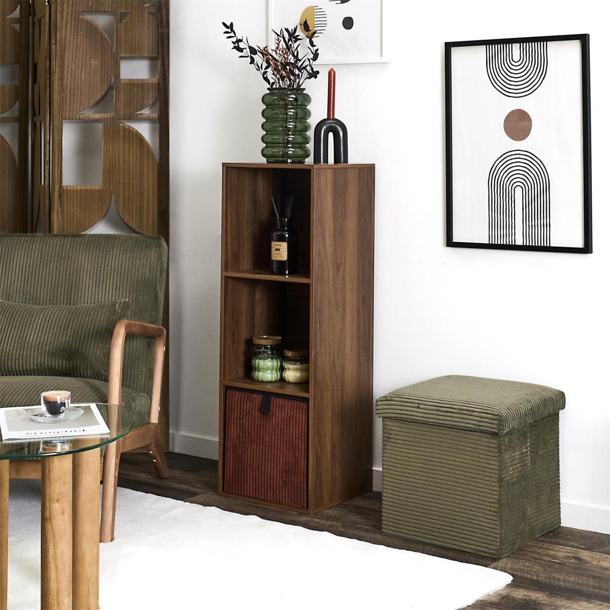 Voir la diapositive 5 : The Home Deco Factory Meuble de rangement 3 cases  tiffany  97cm marron