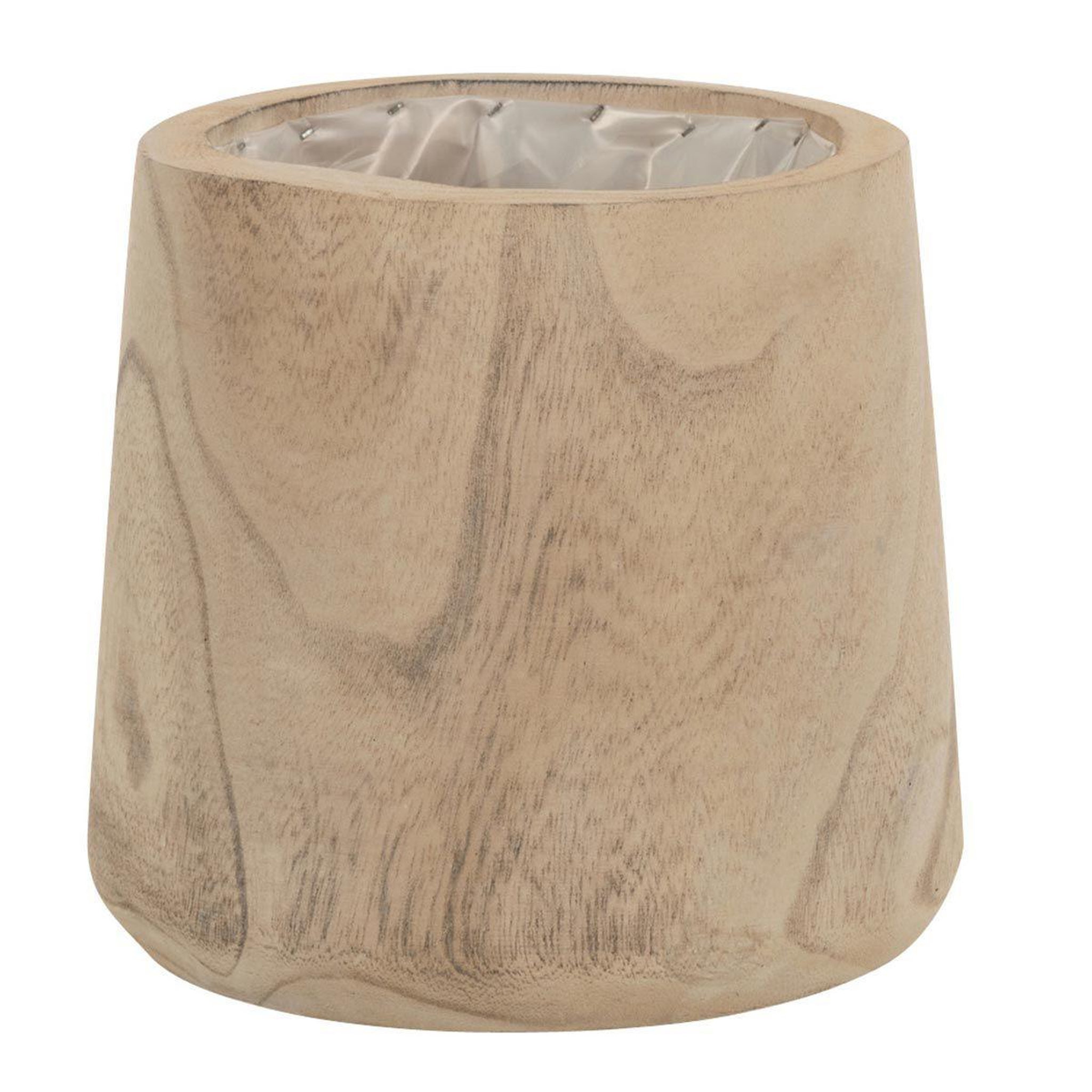 J-LINE Cache-pot en bois  wave  21cm naturel