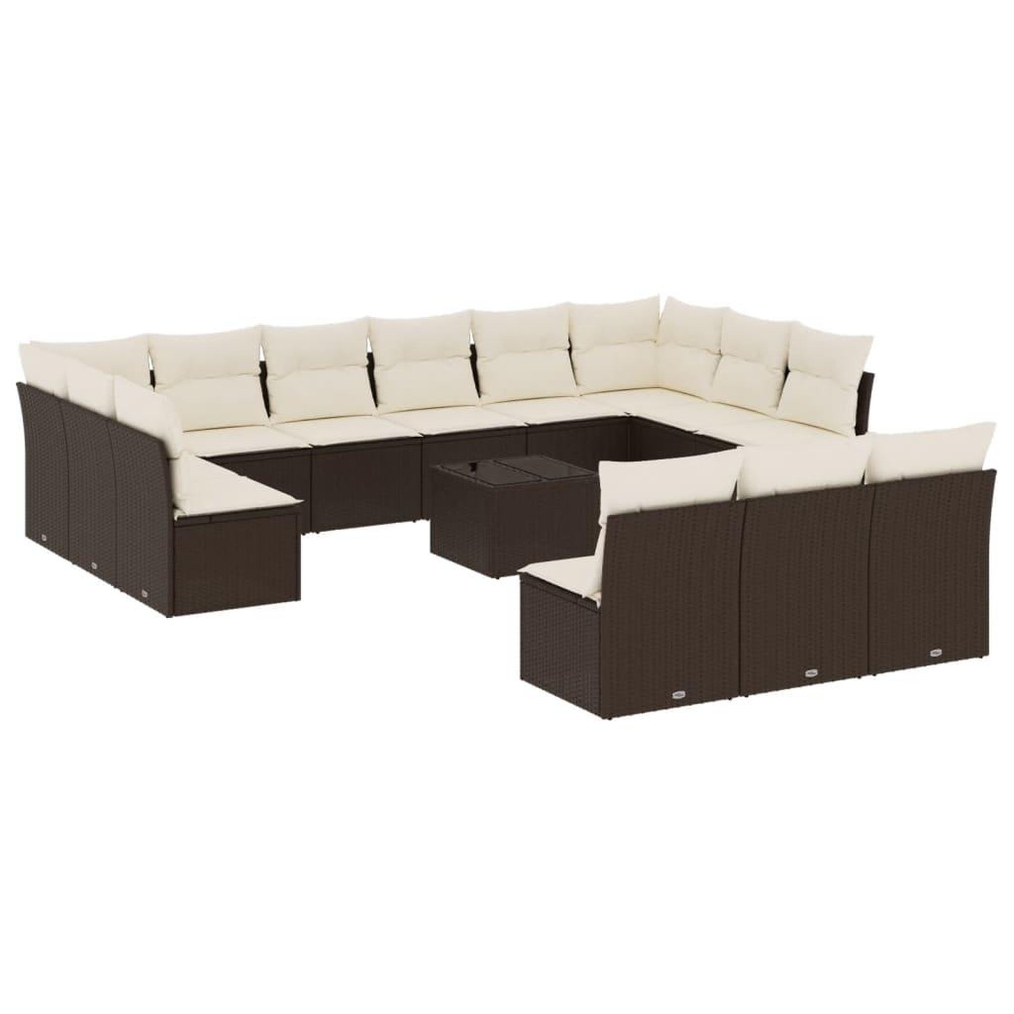 Voir la diapositive 2 : VIDAXL Salon de jardin avec coussins 14 pcs marron resine tressee