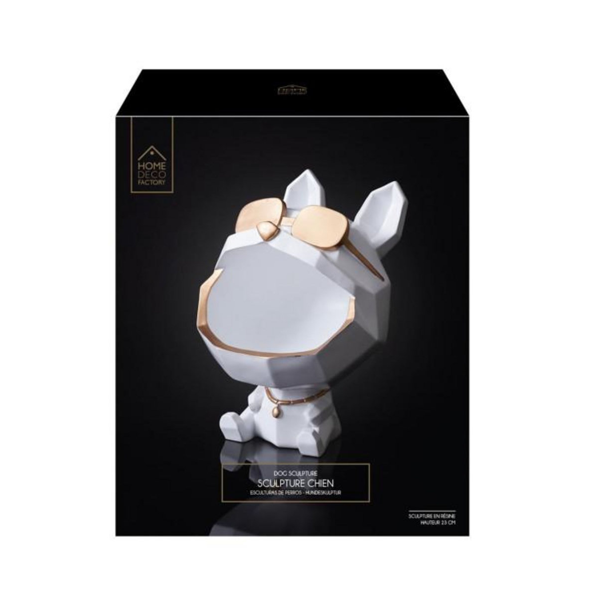 Paris Prix Statuette & Vide-Poche  Chien à Lunettes  23cm Blanc