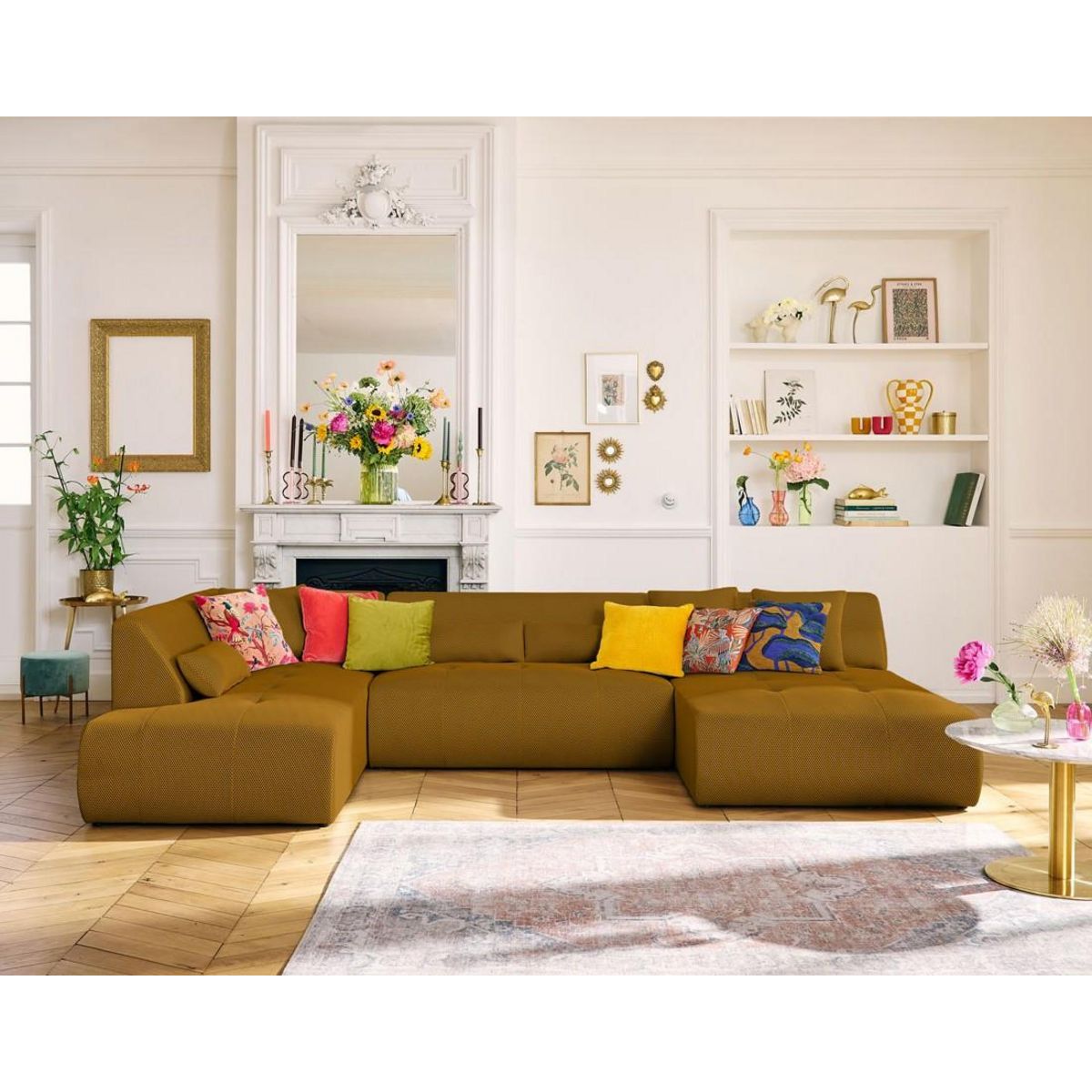 LISA DESIGN Onyx - canapé panoramique d'angle gauche - 7 places - en tissu mailles 3d