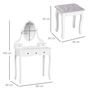 Voir la diapositive 3 : HOMCOM Coiffeuse et tabouret style baroque 5 tiroirs miroir ovale pivotant 360° MDF bois blanc