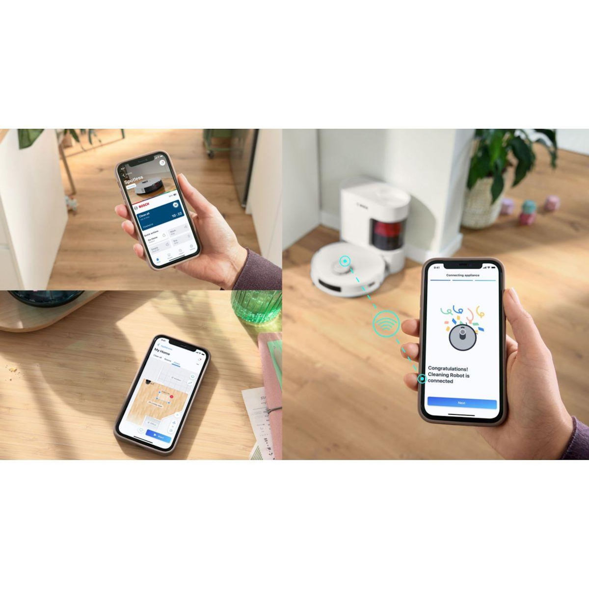 BOSCH Robot Aspirateur Laveur Spotless Advanced Blanc