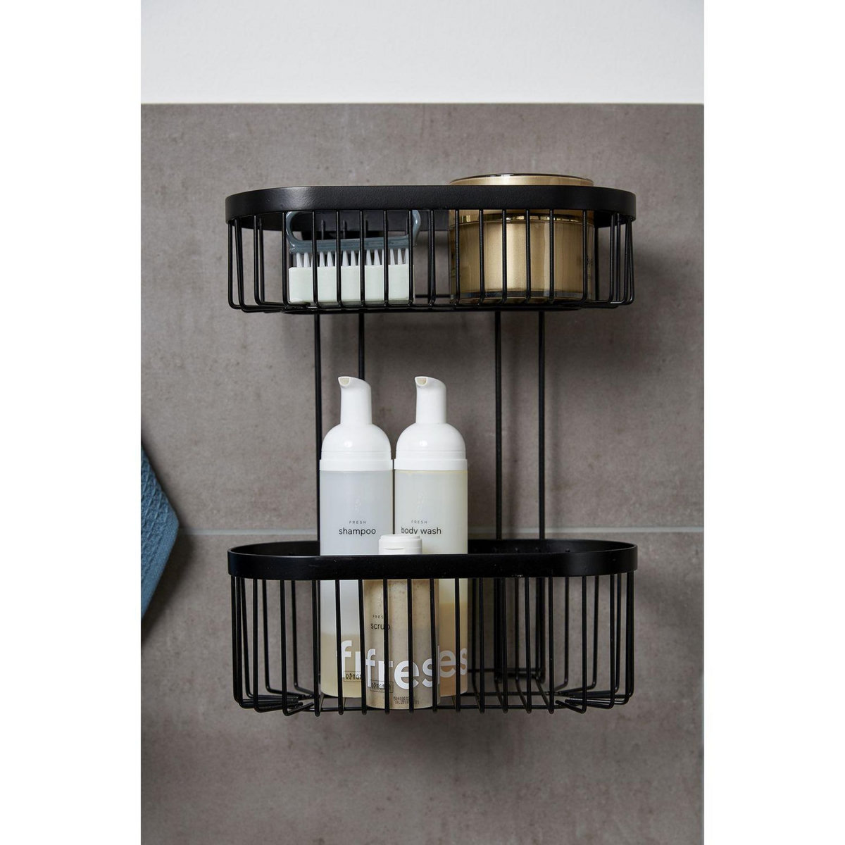 Wenko Etagère murale de douche indus Classic - L. 26 x H. 33 cm - Noir