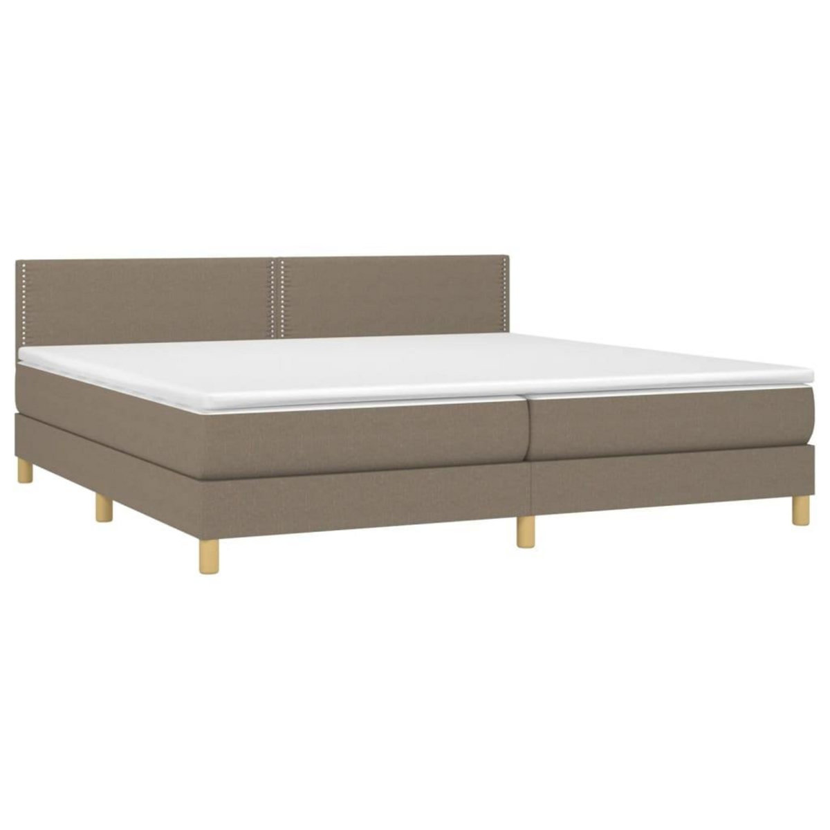 VIDAXL Sommier a lattes de lit et matelas et LED Taupe 200x200cm Tissu