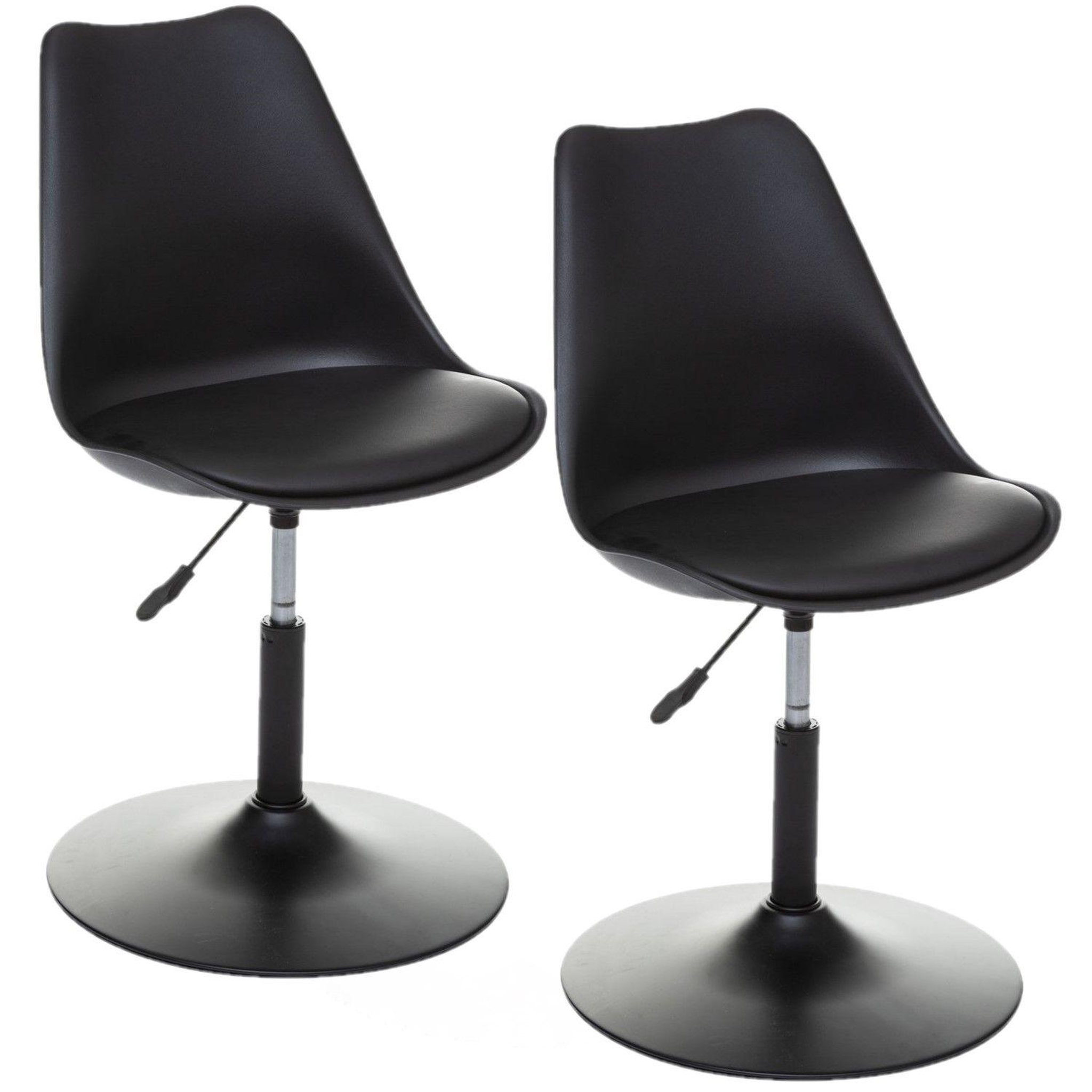 TOILINUX Lot de 2 chaises ajustables en hauteur en polypropylène avec coussin. Coloris disponibles : Blanc, Noir