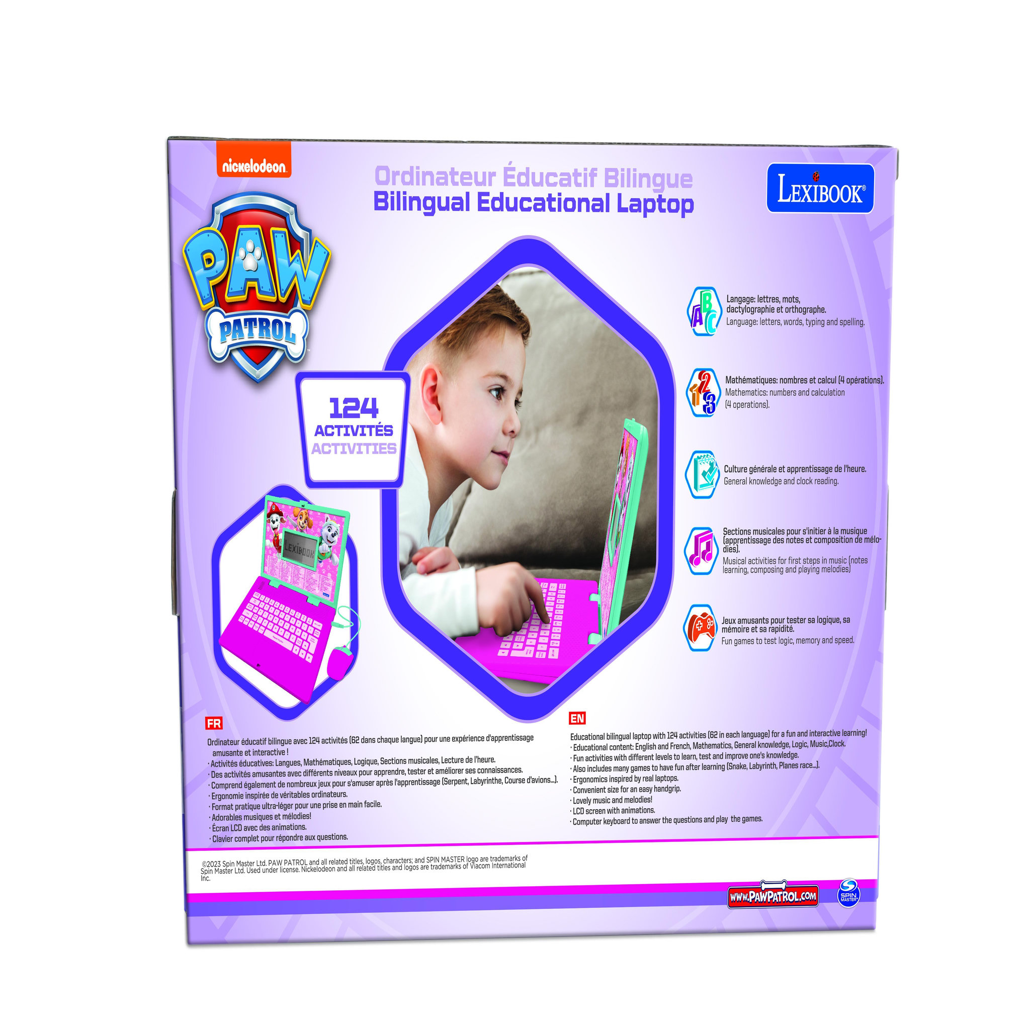 Voir la diapositive 4 : Lexibook Ordinateur portable éducatif bilingue La Pat Patrouille Girly (FR/EN)