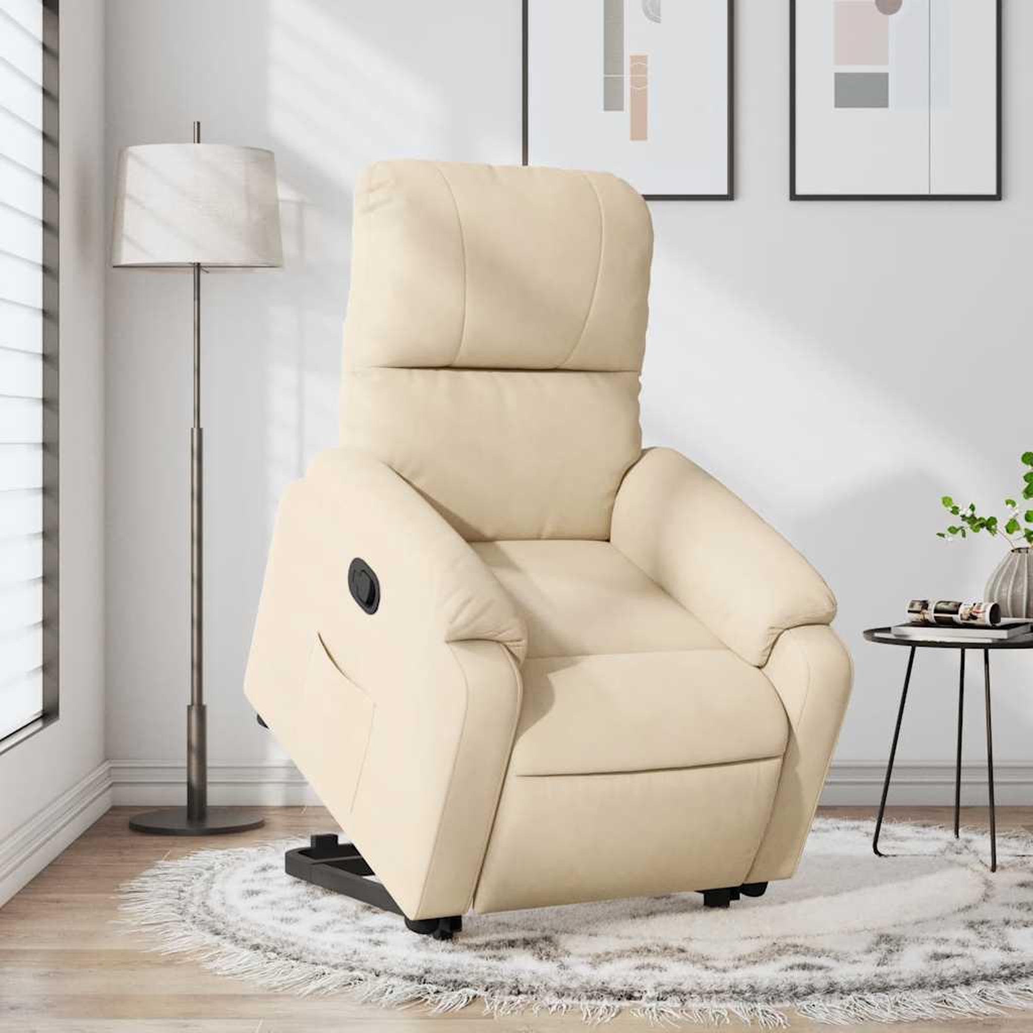 Voir la diapositive 5 : VIDAXL Fauteuil inclinable creme tissu microfibre