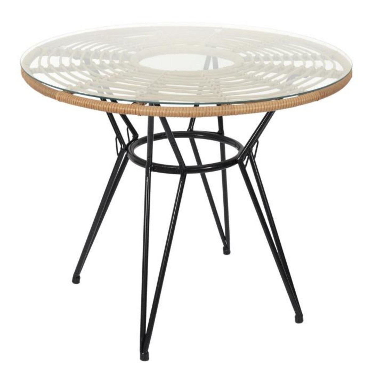Paris Prix Table de Jardin Ronde  Surabaya  90cm Noir