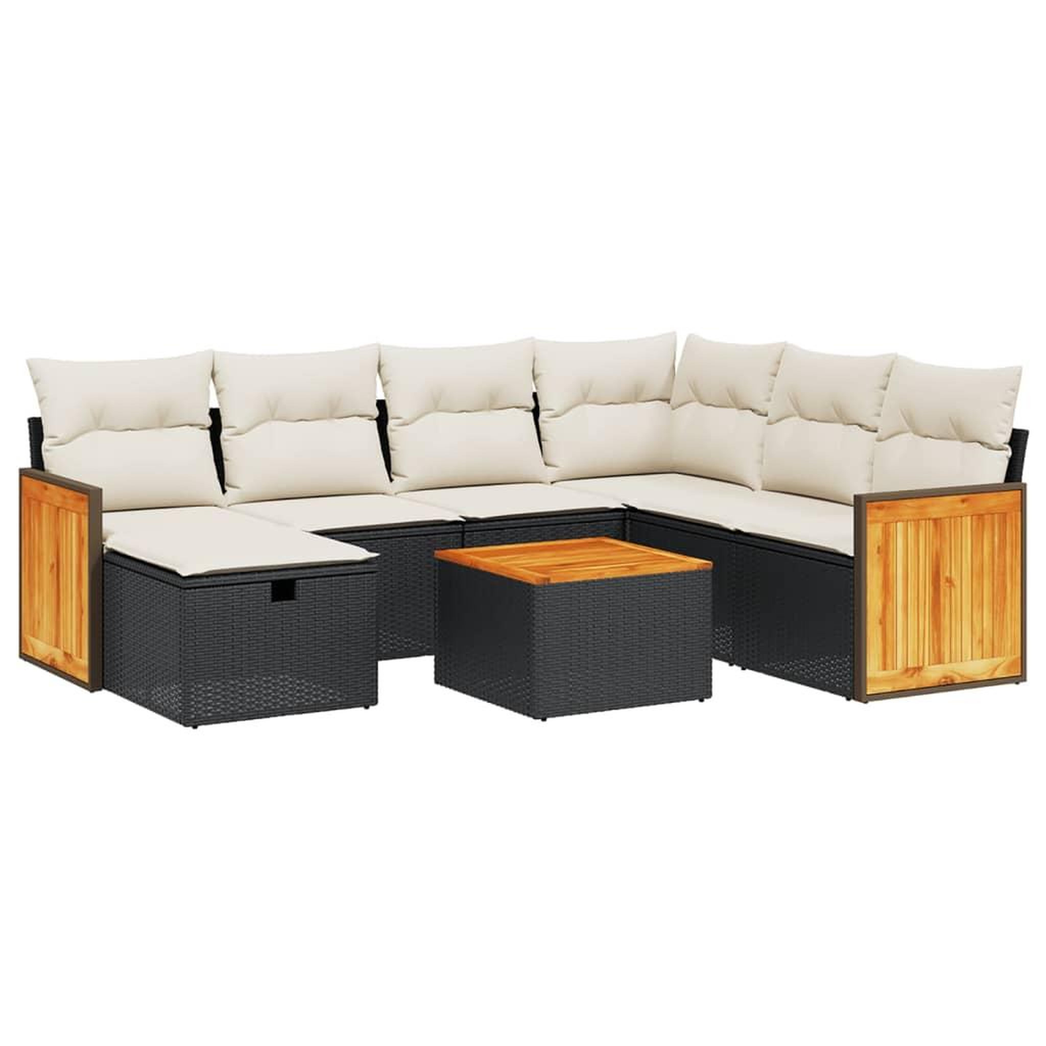Voir la diapositive 2 : VIDAXL Salon de jardin 8 pcs avec coussins noir resine tressee