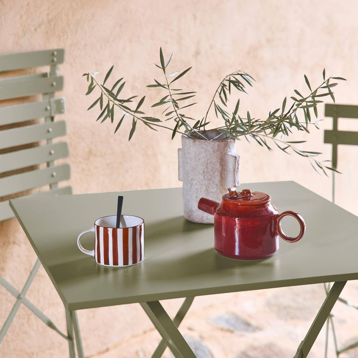 SWEEEK Table jardin bistrot pliable - Emilia carrée - Table carrée 70x70cm en acier thermolaqué