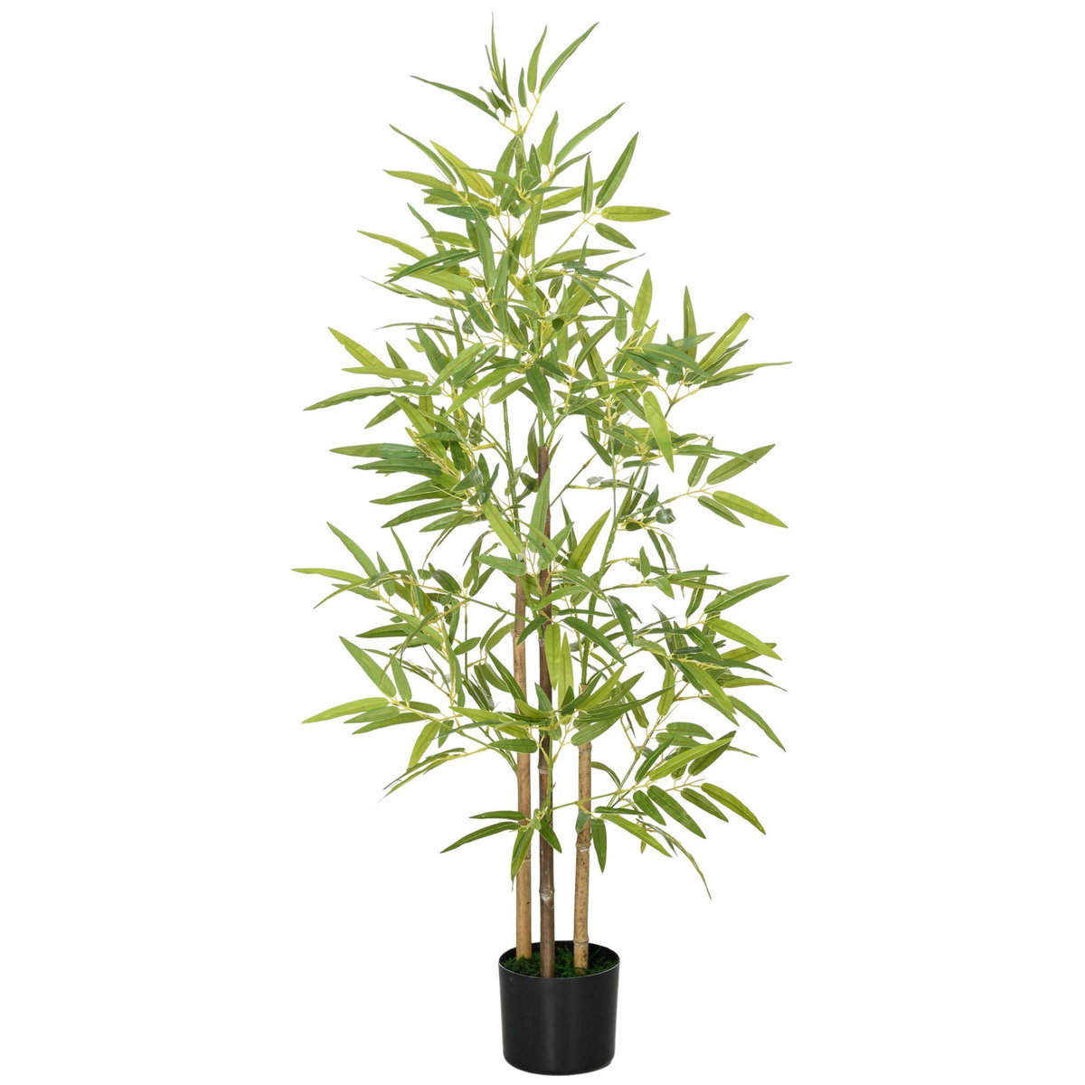 HOMCOM Bambou artificiel 1,20H m - plante artificielle - 498 feuilles réalistes, vrais troncs - pot inclus