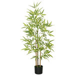 HOMCOM Bambou artificiel 1,20H m - plante artificielle - 498 feuilles réalistes, vrais troncs - pot inclus