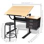 Voir la diapositive 6 : VIDAXL Table a dessin inclinable a 3 tiroirs avec tabouret