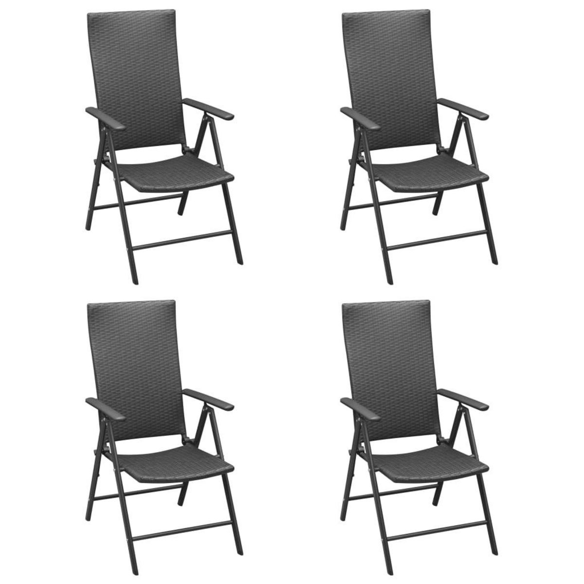 VIDAXL Chaises de jardin lot de 4 Resine tressee Noir