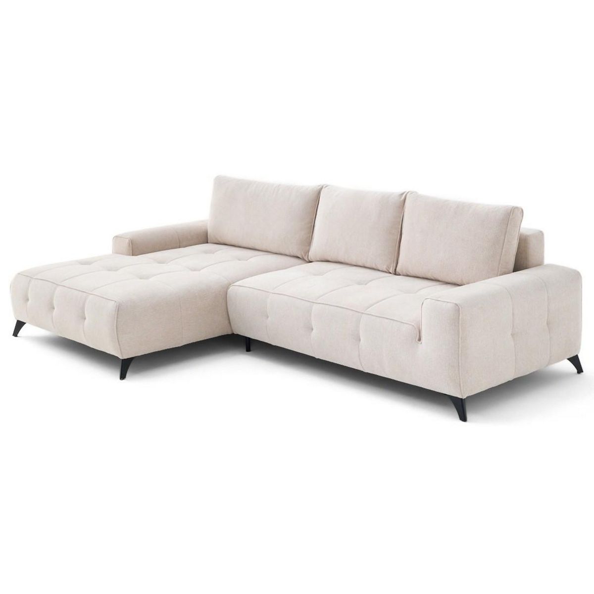 BEST MOBILIER Rimini - canapé d'angle gauche 4 places convertible avec coffre en tissu texturé