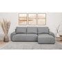 Voir la diapositive 2 : MARKET24 Canapé d'angle droit convertible MILO 4/5 places - Tissu gris - Coffre de rangement - L 264 x H 84 x P 99/145 cm