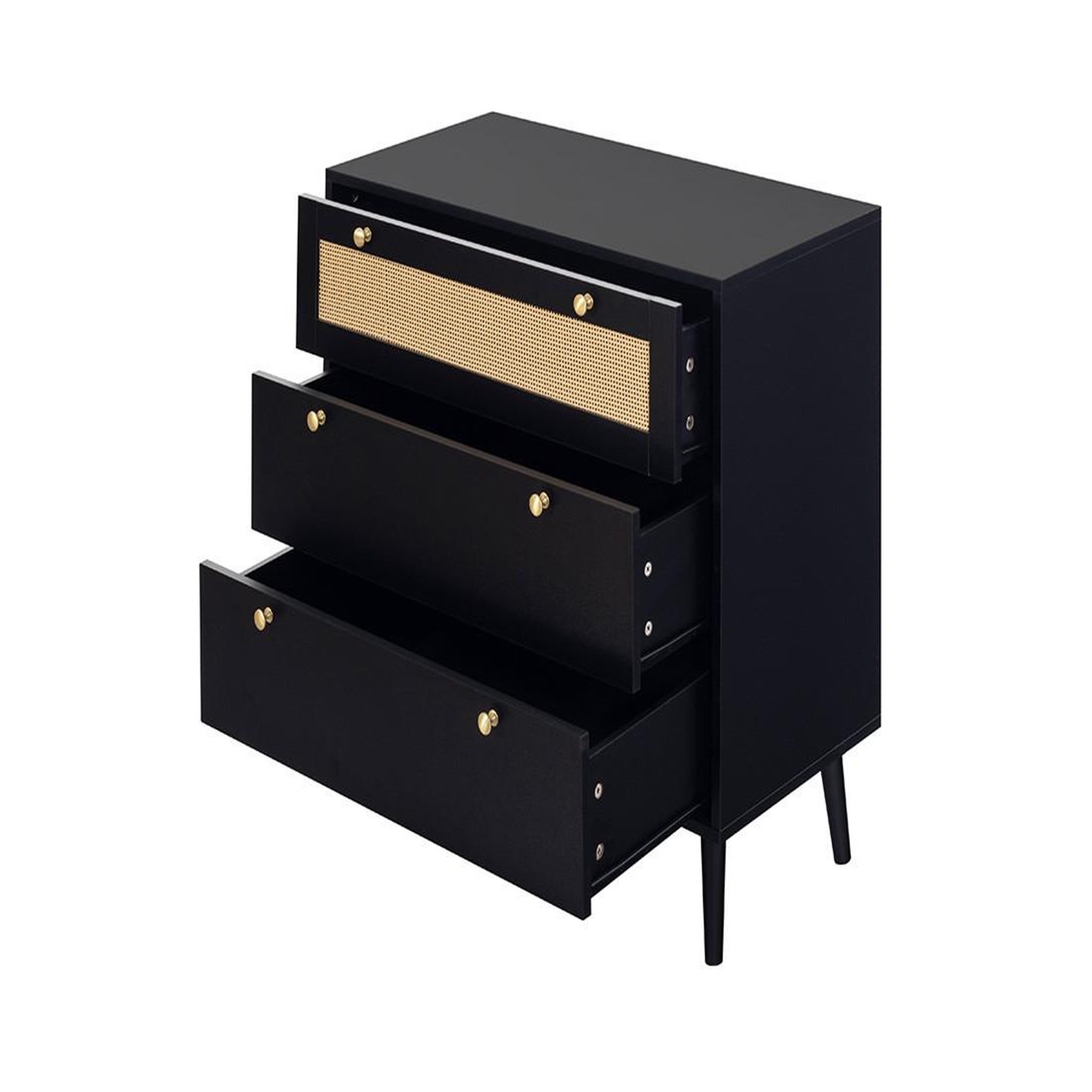 Voir la diapositive 5 : BEST MOBILIER Goto - commode - noir et cannage - 80 cm