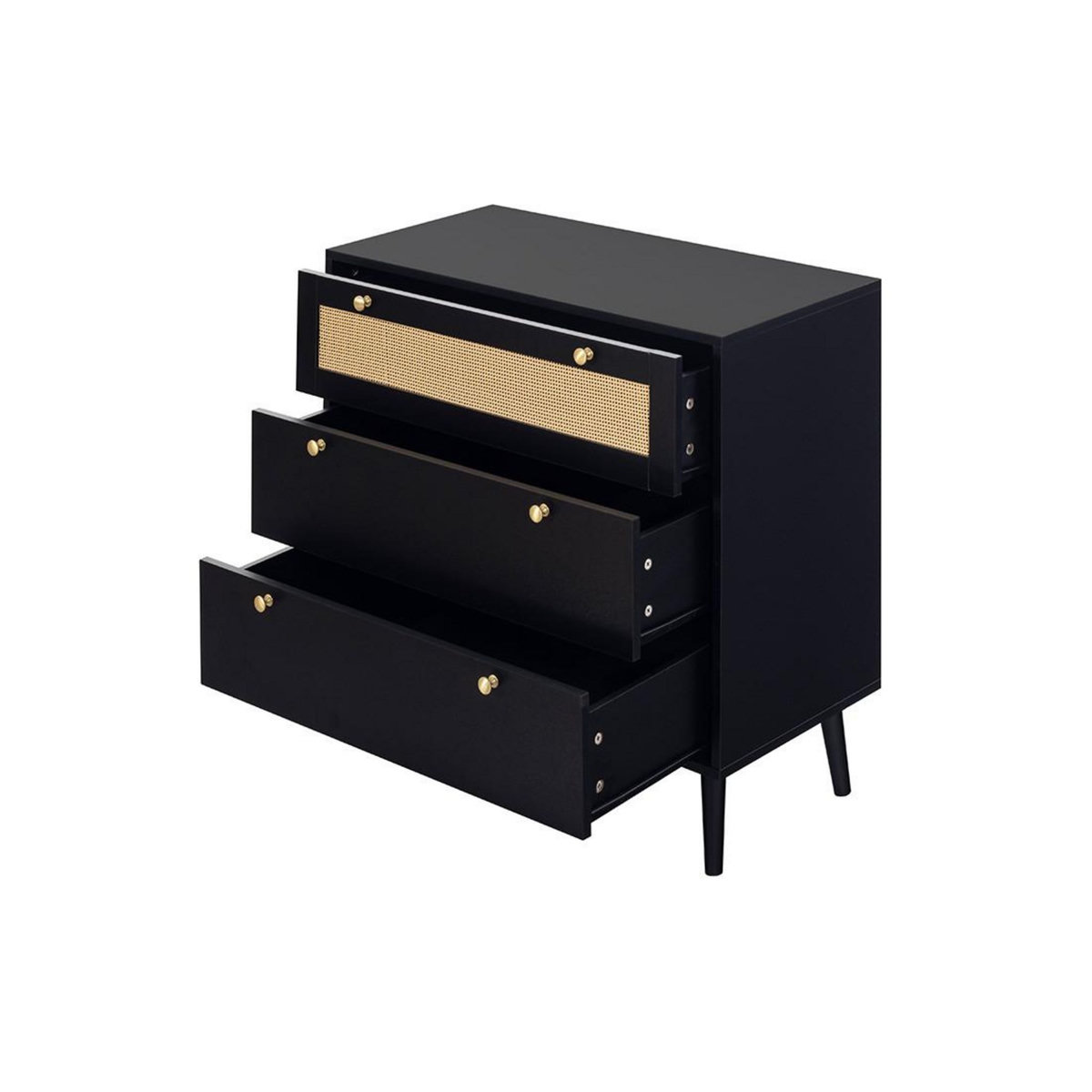 BEST MOBILIER Goto - commode - noir et cannage - 80 cm
