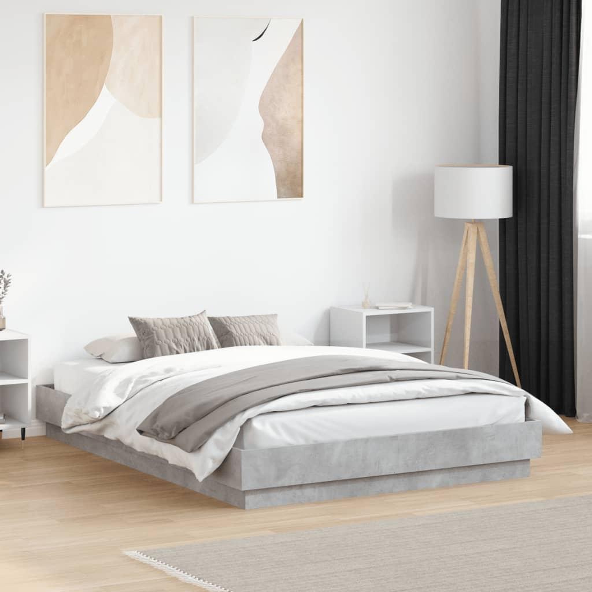 VIDAXL Cadre de lit sans matelas gris beton 120x190 cm