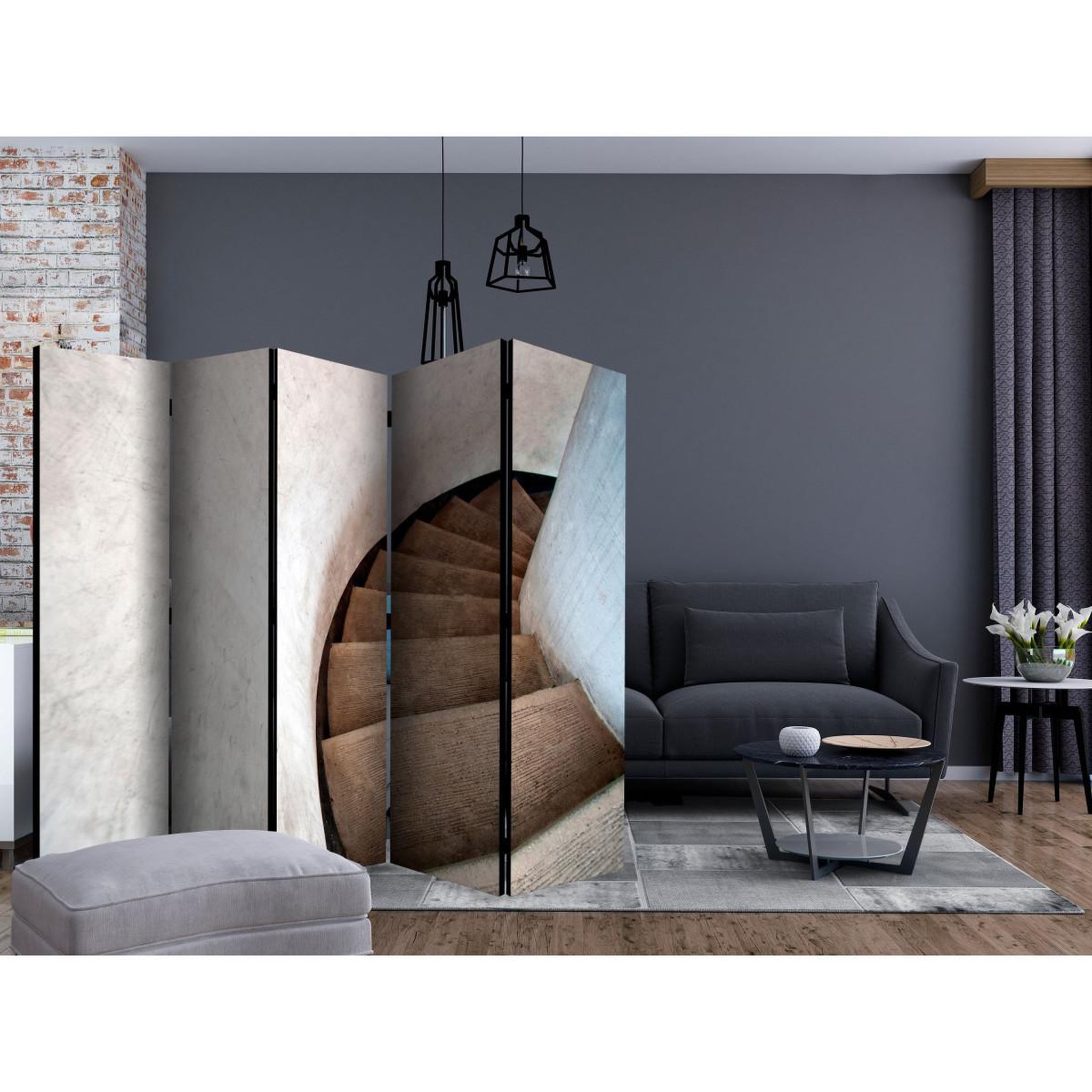 Voir la diapositive 2 : Paris Prix Paravent 5 volets  spiral stairs  172x225cm