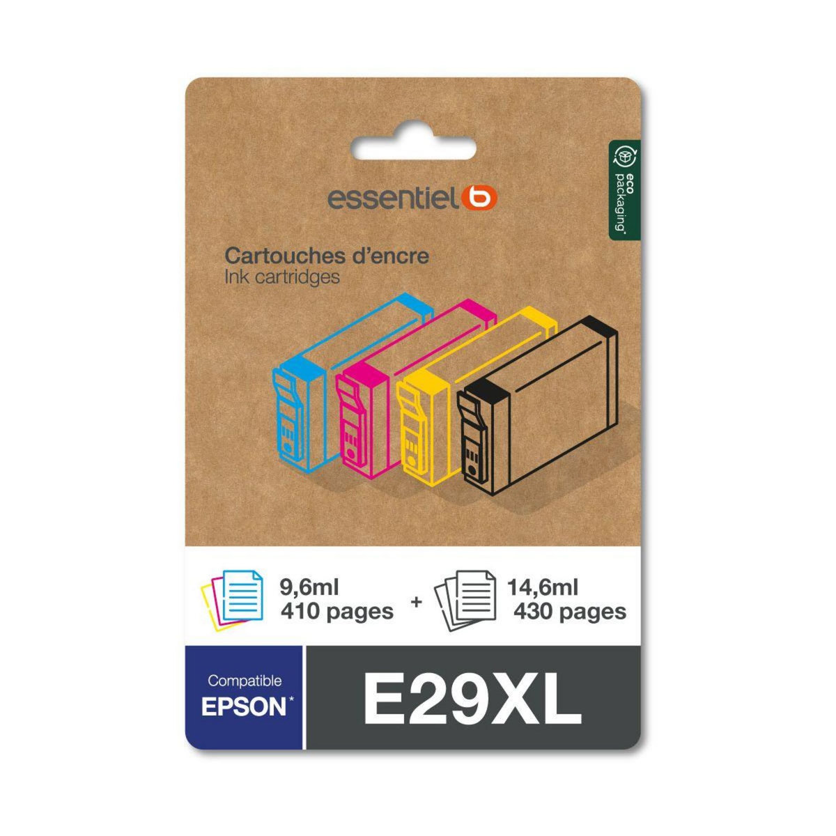 ESSENTIEL B Cartouche d'encre E29 XL Noir + 3 couleurs