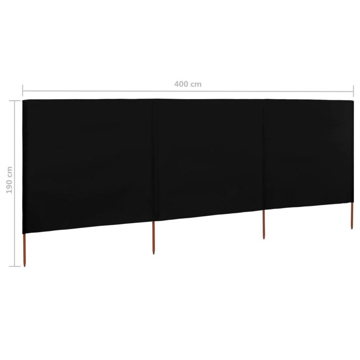 VIDAXL Paravent 3 panneaux Tissu 400 x 160 cm Noir