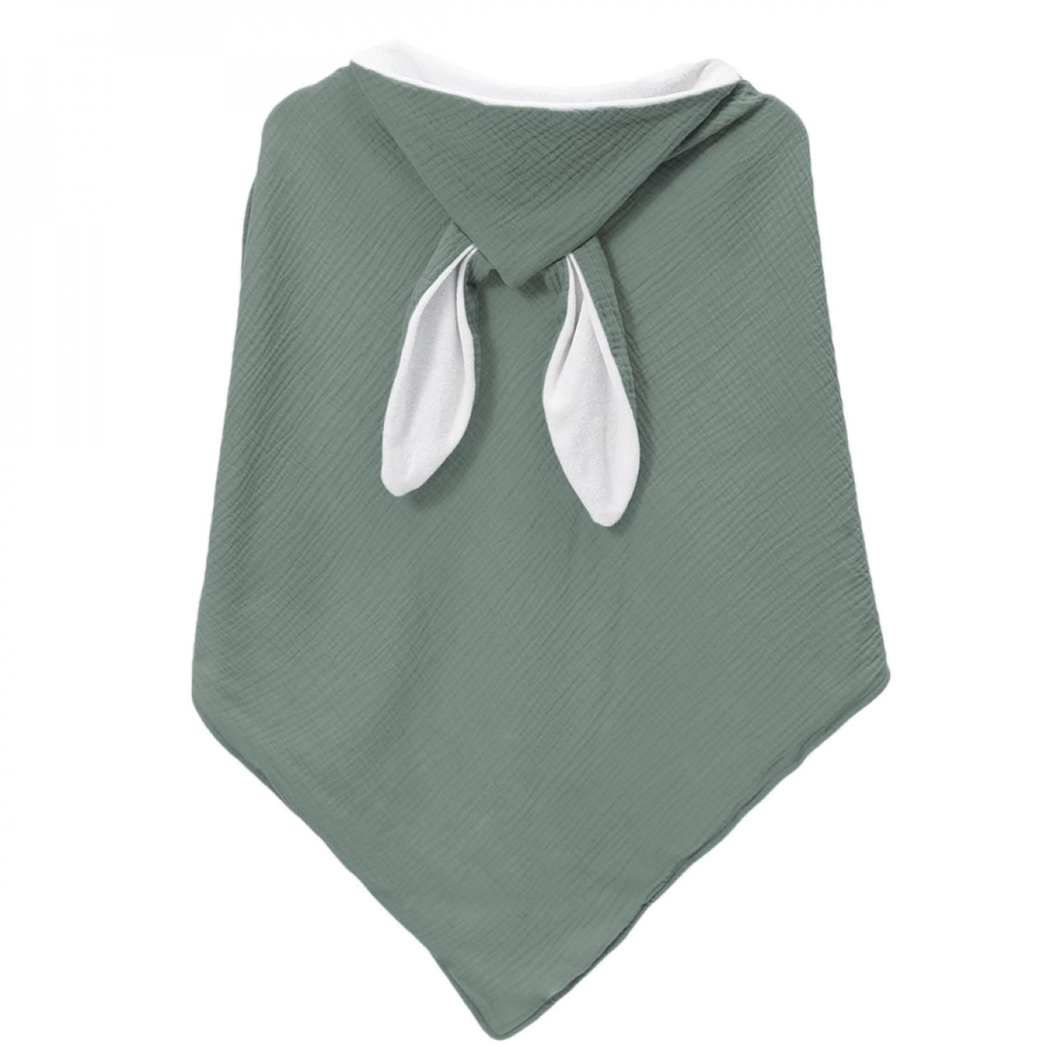 Voir la diapositive 5 : Monsieur Bébé Cape, sortie de bain pour bébé intérieur 100 % coton - 100 x 100 cm - Lapin - Vert bleu