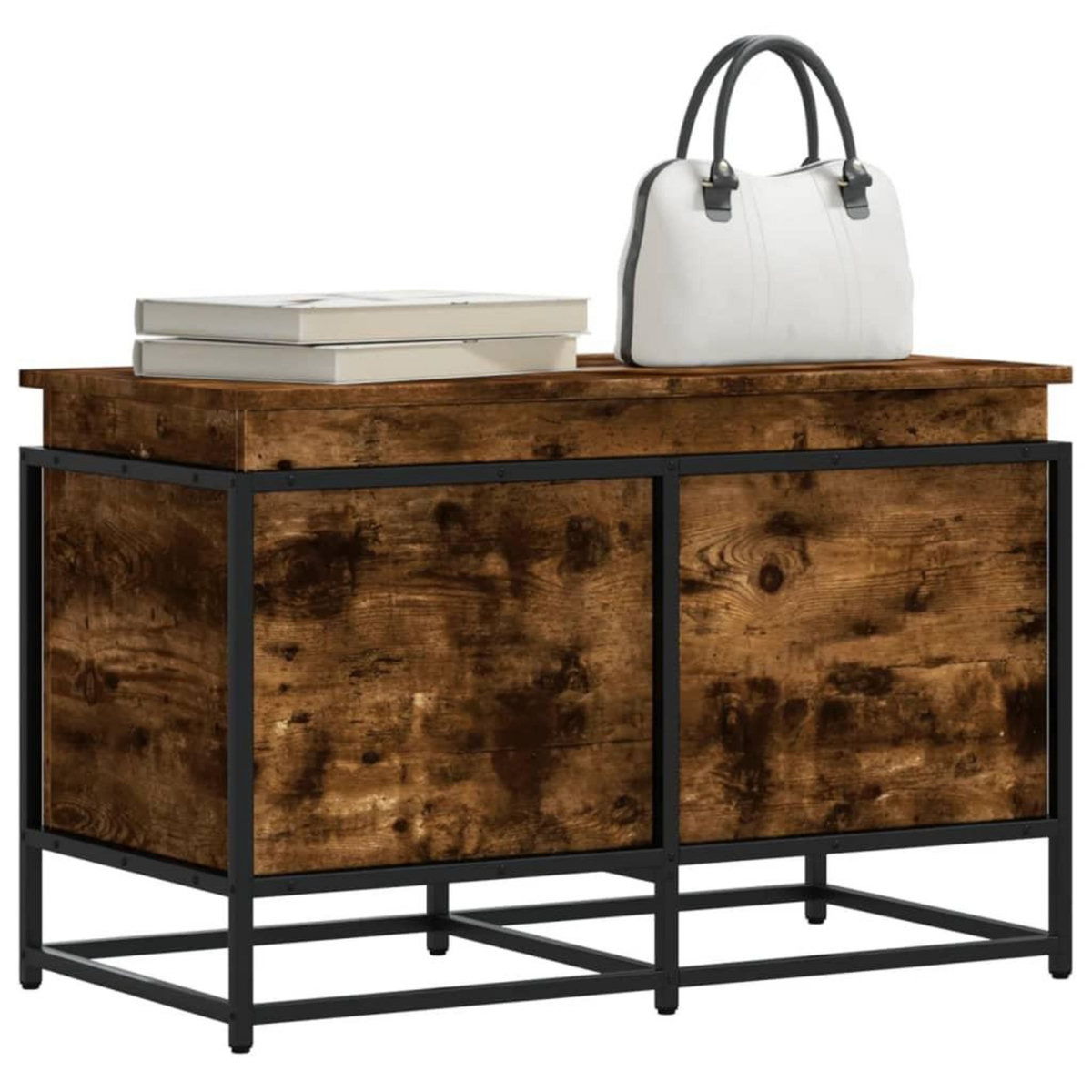 VIDAXL Boîte de rangement avec couvercle chene fume bois d'ingenierie