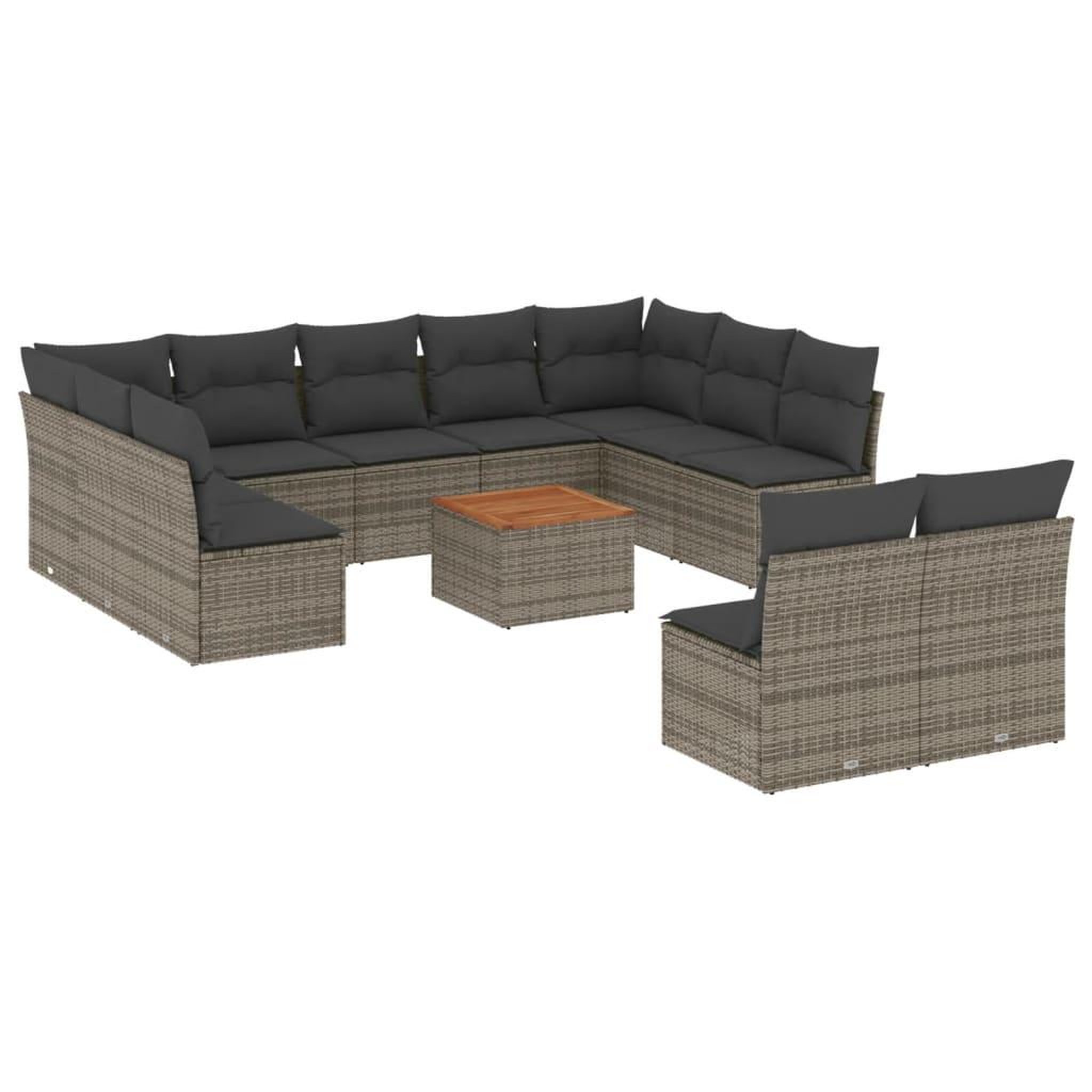 Voir la diapositive 2 : VIDAXL Salon de jardin avec coussins 12 pcs gris resine tressee