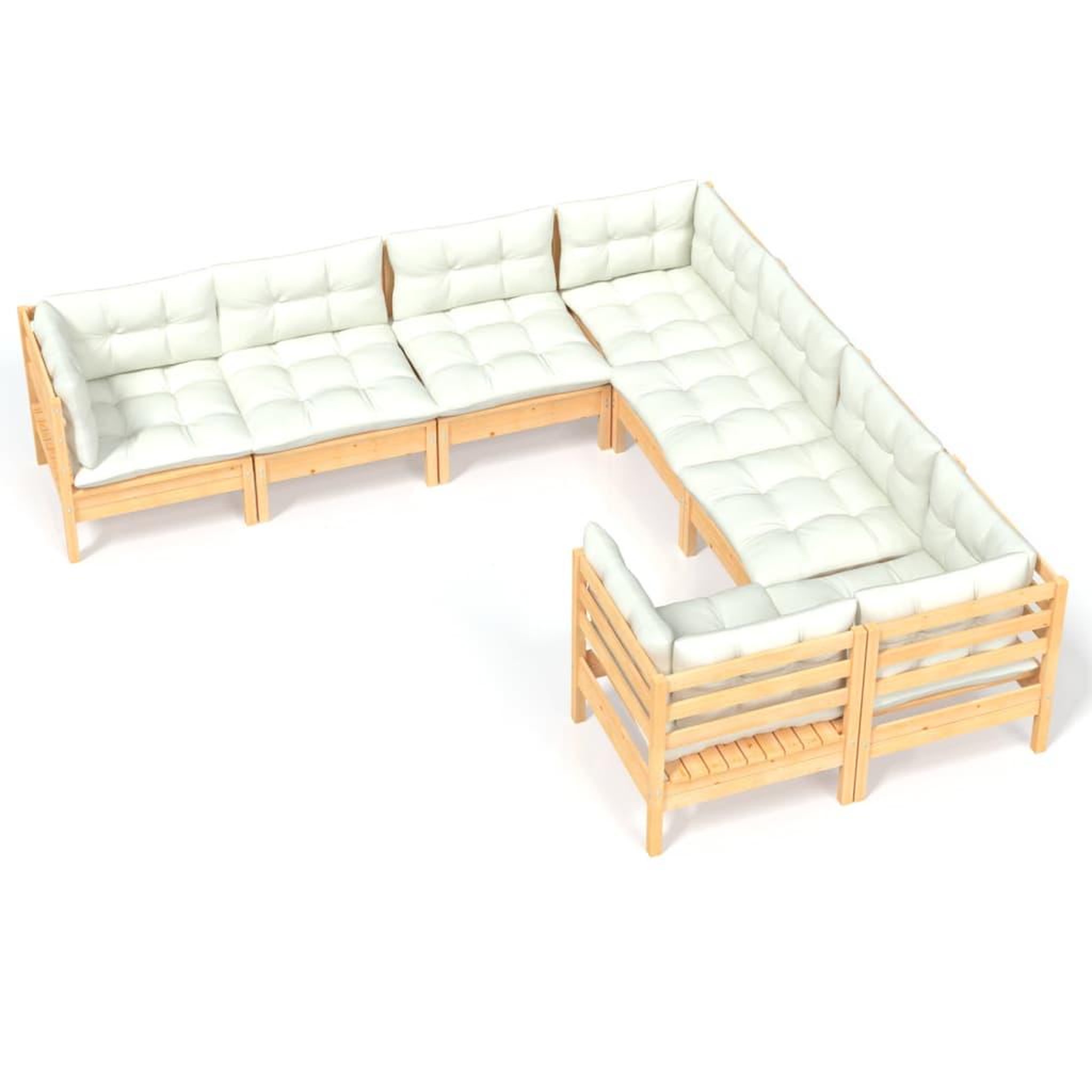Voir la diapositive 2 : VIDAXL Salon de jardin 8 pcs avec coussins creme Bois de pin massif