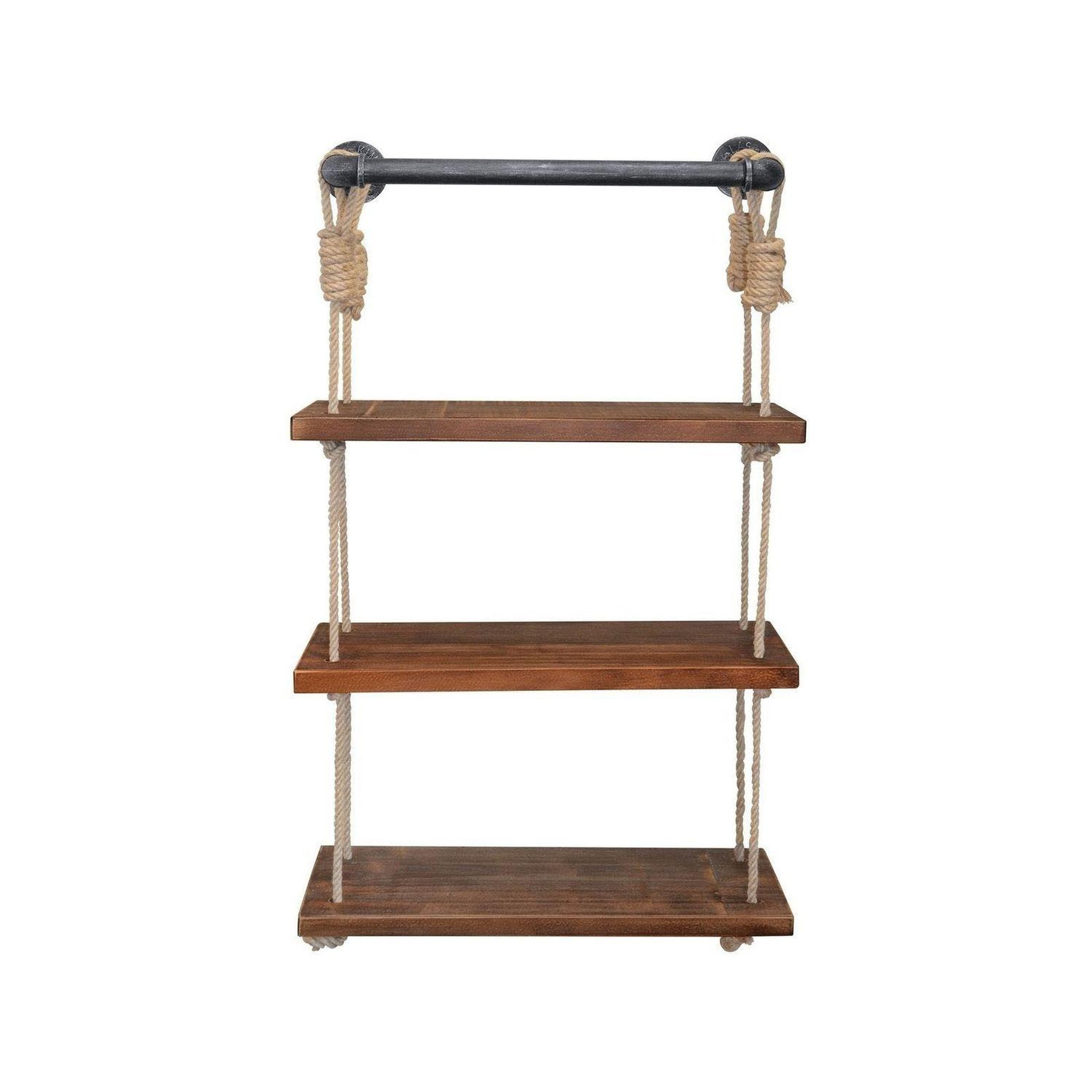 TOILINUX Etagère murale design industriel Garo - L. 60 x H. 120 cm - Marron