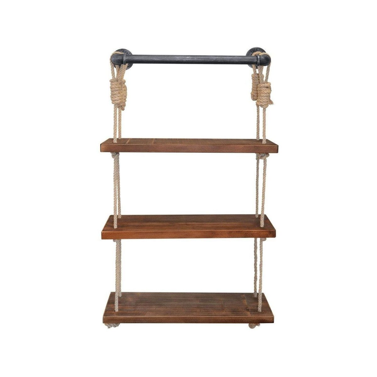 TOILINUX Etagère murale design industriel Garo - L. 60 x H. 120 cm - Marron