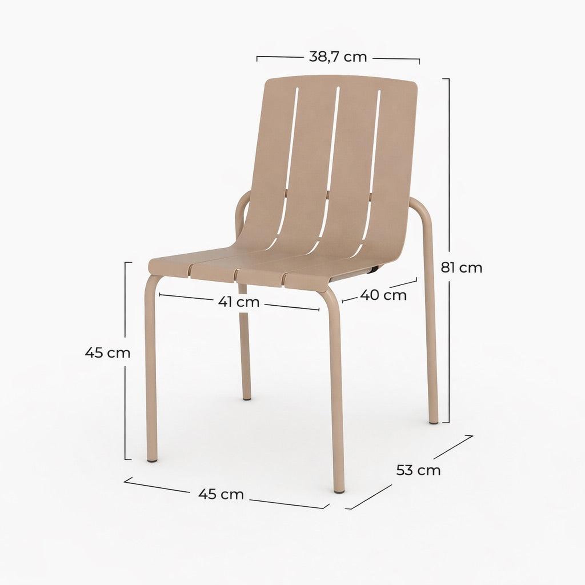 Voir la diapositive 4 : MAISON PAVANE Lot de 2 chaises de jardin en métal taupe-suna