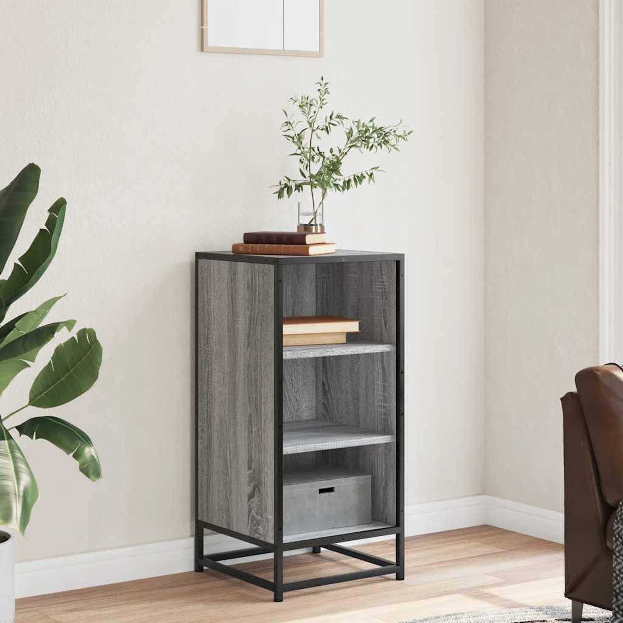 Voir la diapositive 3 : VIDAXL Buffet sonoma gris 35,5x35x76 cm bois d'ingenierie et metal