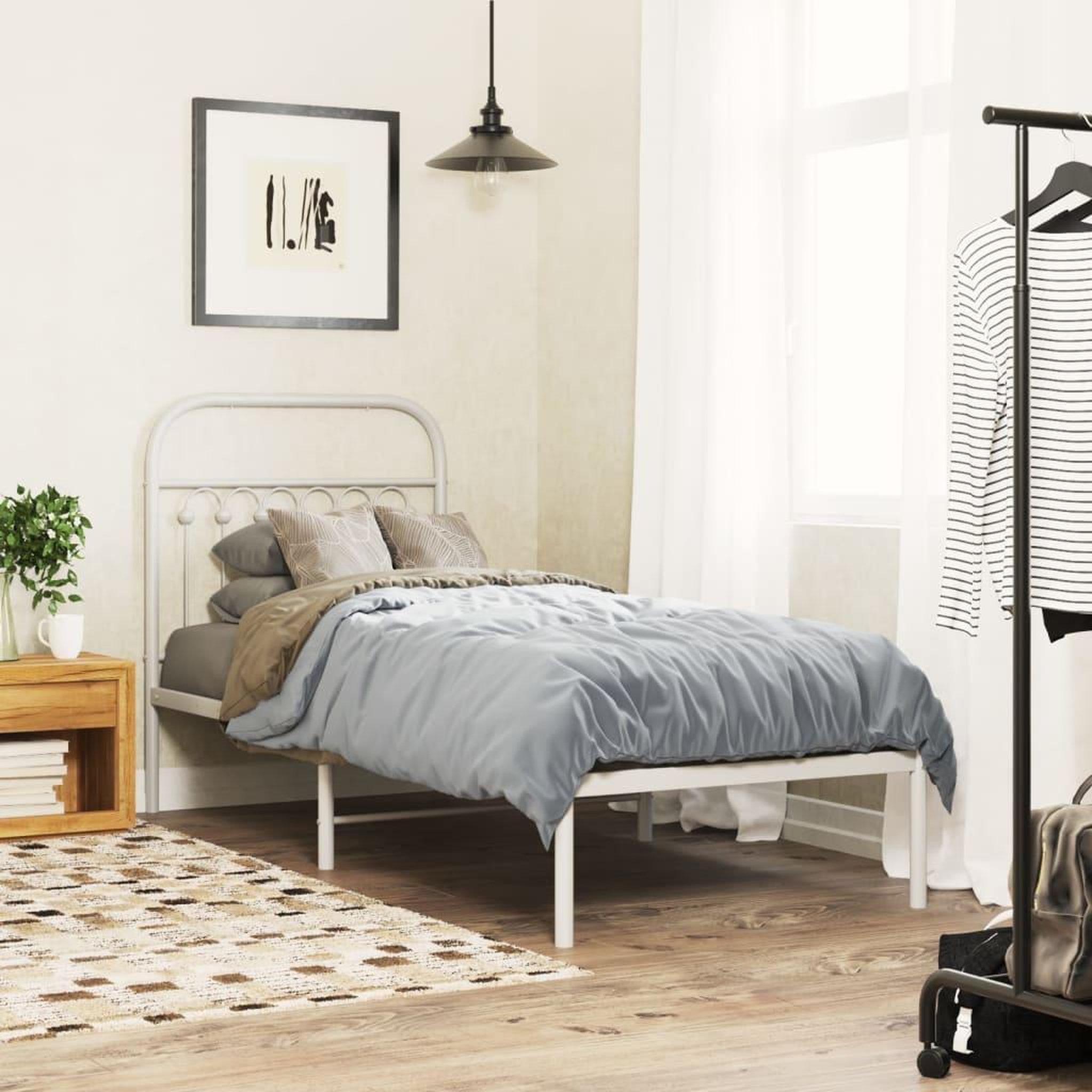 VIDAXL Cadre de lit metal sans matelas avec tete de lit blanc 80x200cm