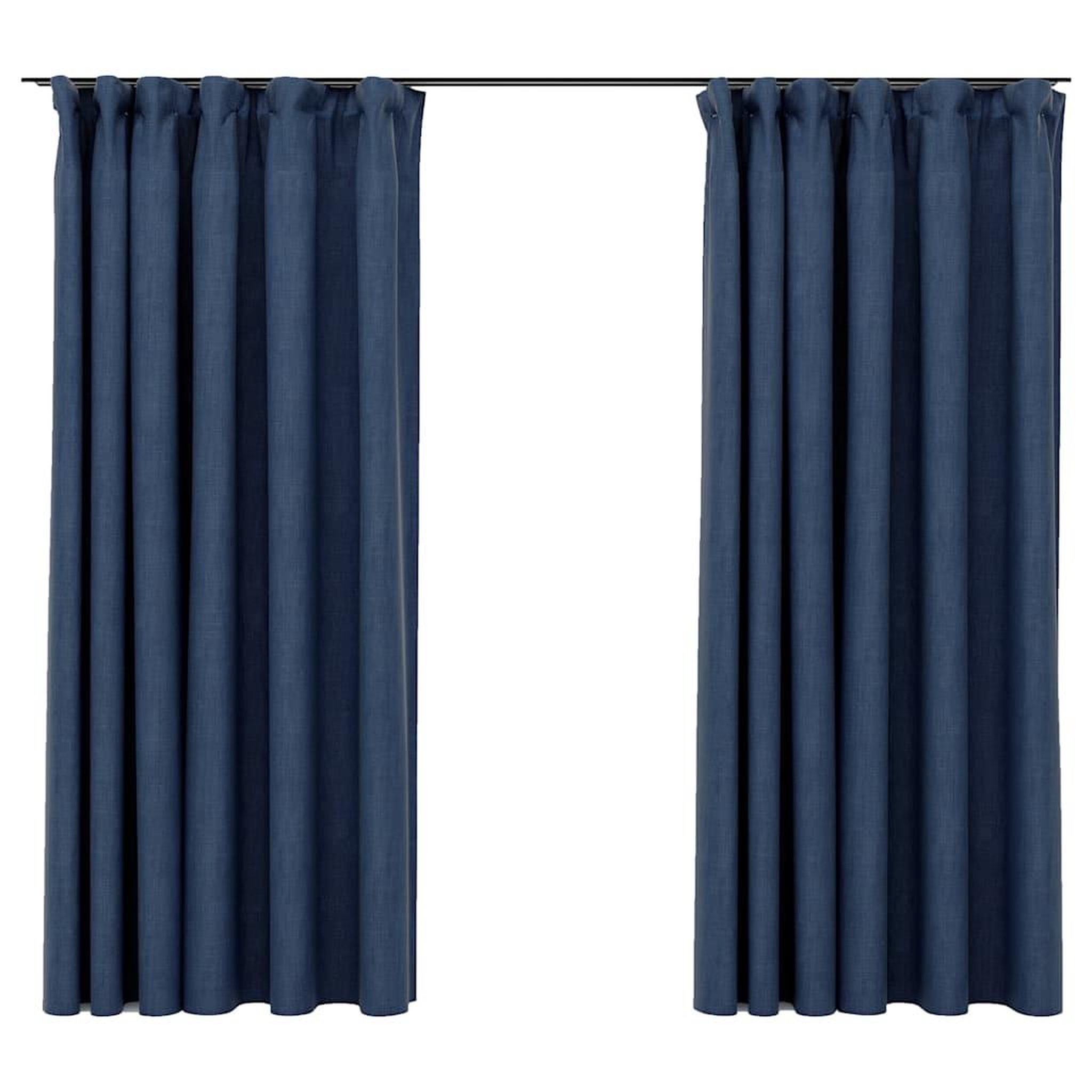 Voir la diapositive 2 : VIDAXL Rideaux occultants aspect lin avec crochets 2pcs Bleu 140x175cm