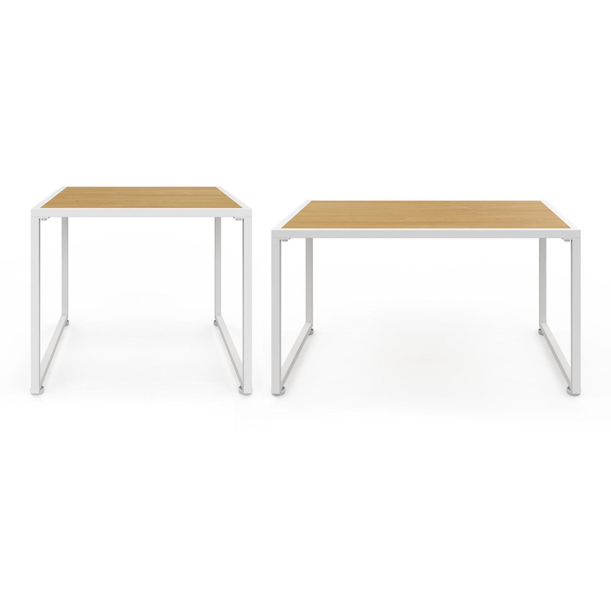 Voir la diapositive 4 : ID MARKET Salon de jardin bas rio 8 places salon d'angle structure métal blanc et cordage effet rotin avec coussins beiges